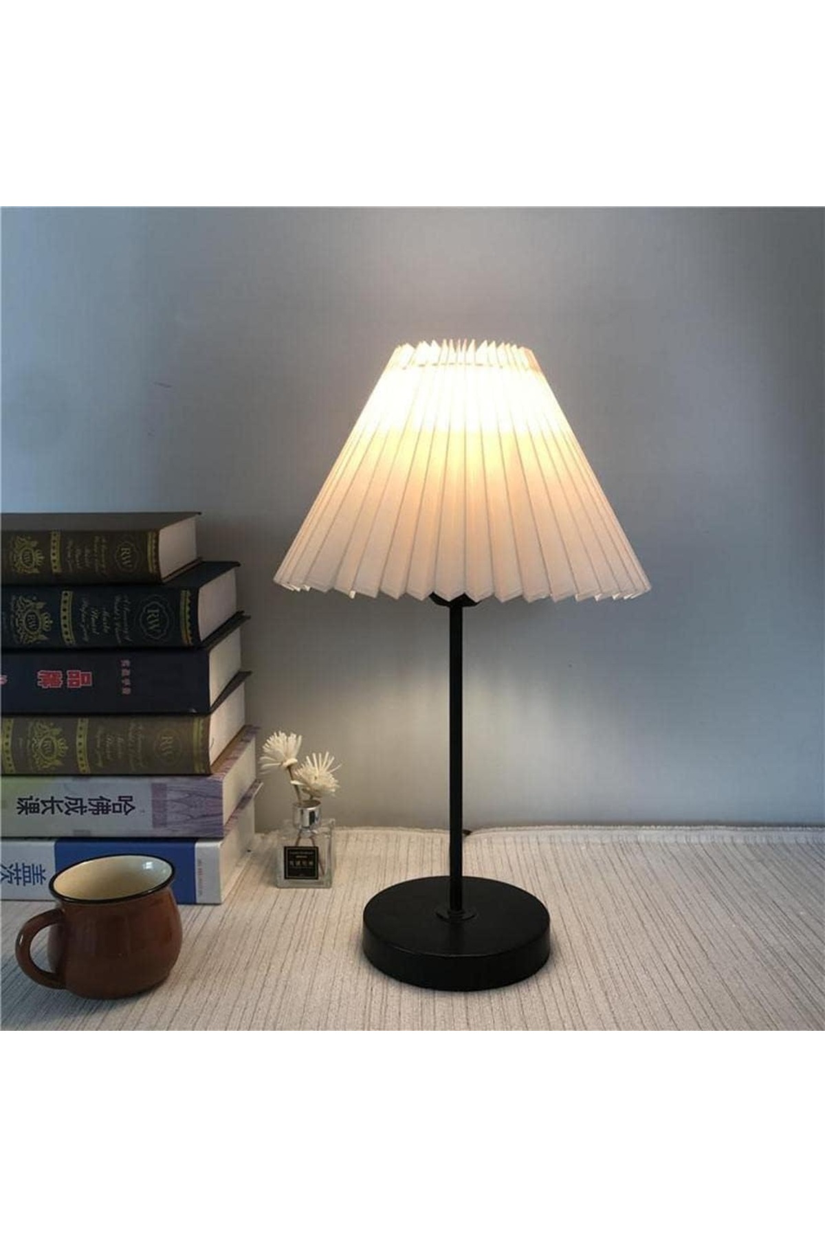 Lambadar-Hepa Model Modern Design Metal Body Cream Fabric Hat Table Lamp Lampshade 1