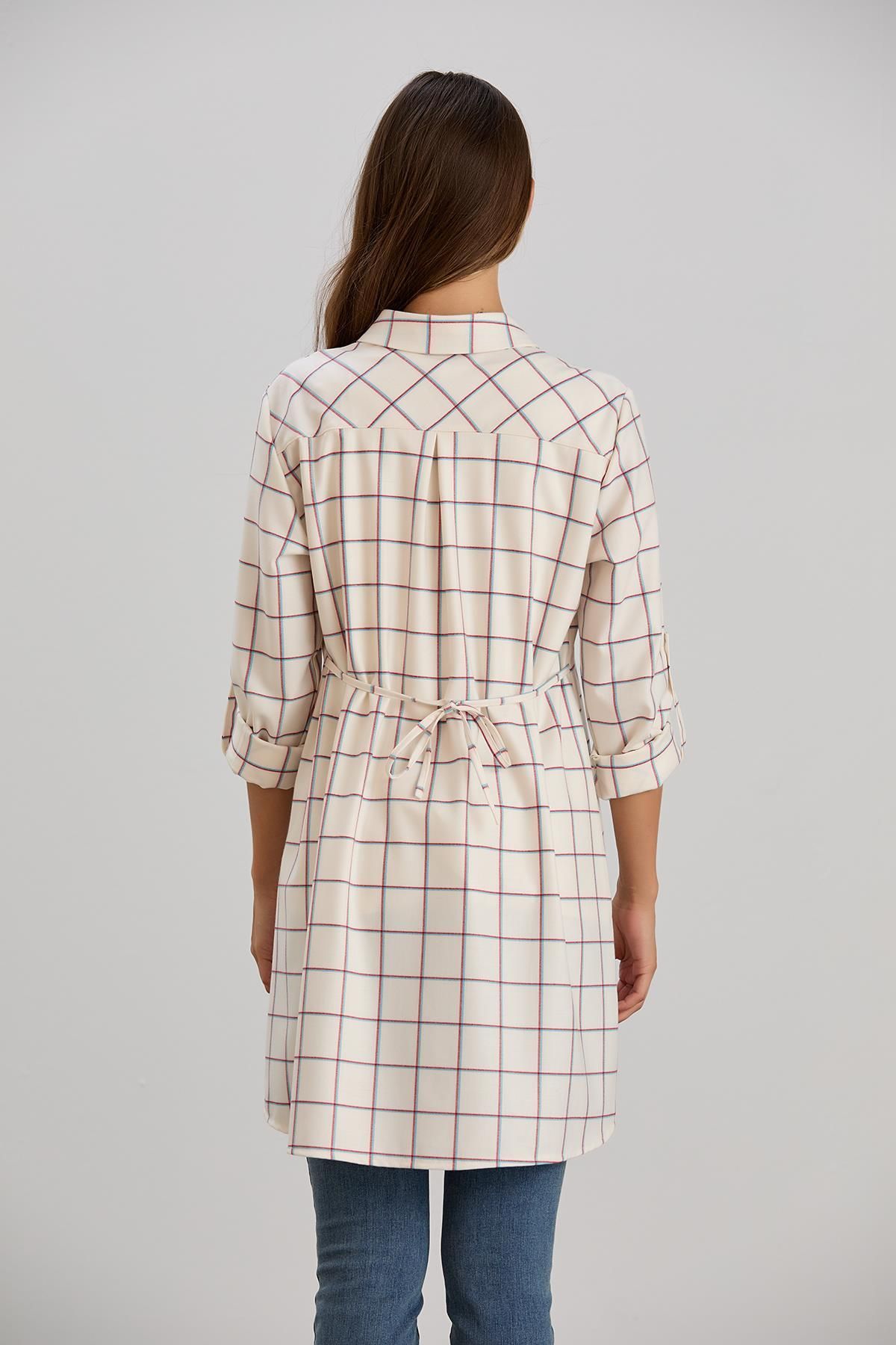 Işşıl-Işil 4547 - Maternity Plaid Clothing Shirt-Tunika Bias Cut 8