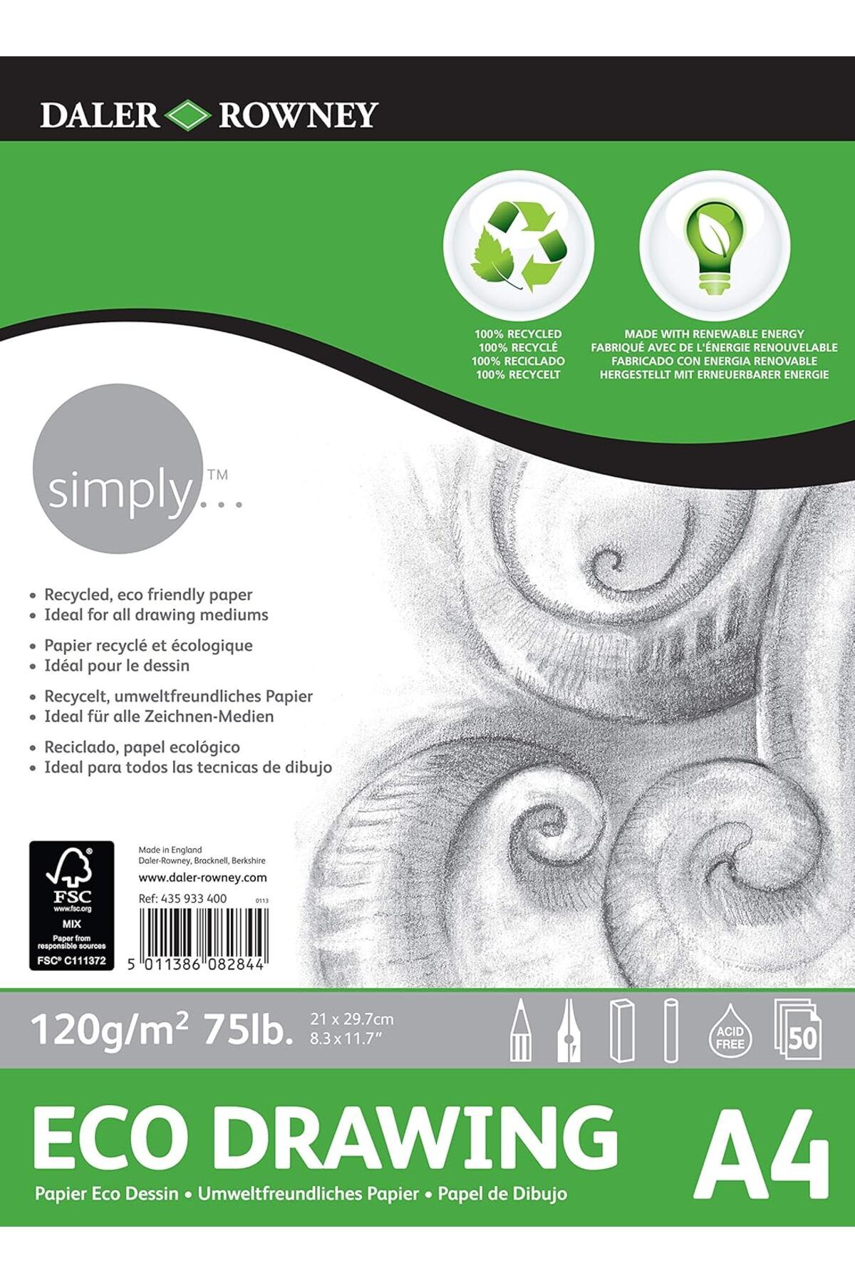 STOREMAX htpshopmx Rowney Eco Drawing Eskiz Blok - A4 - 120GR - str http 1092444