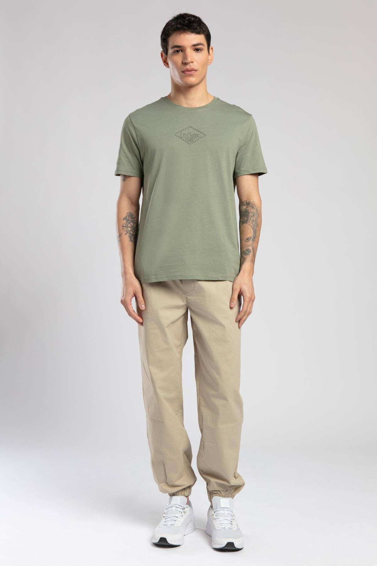 تی شرت خاکی یقه مردانه ماتیاس Lee Cooper