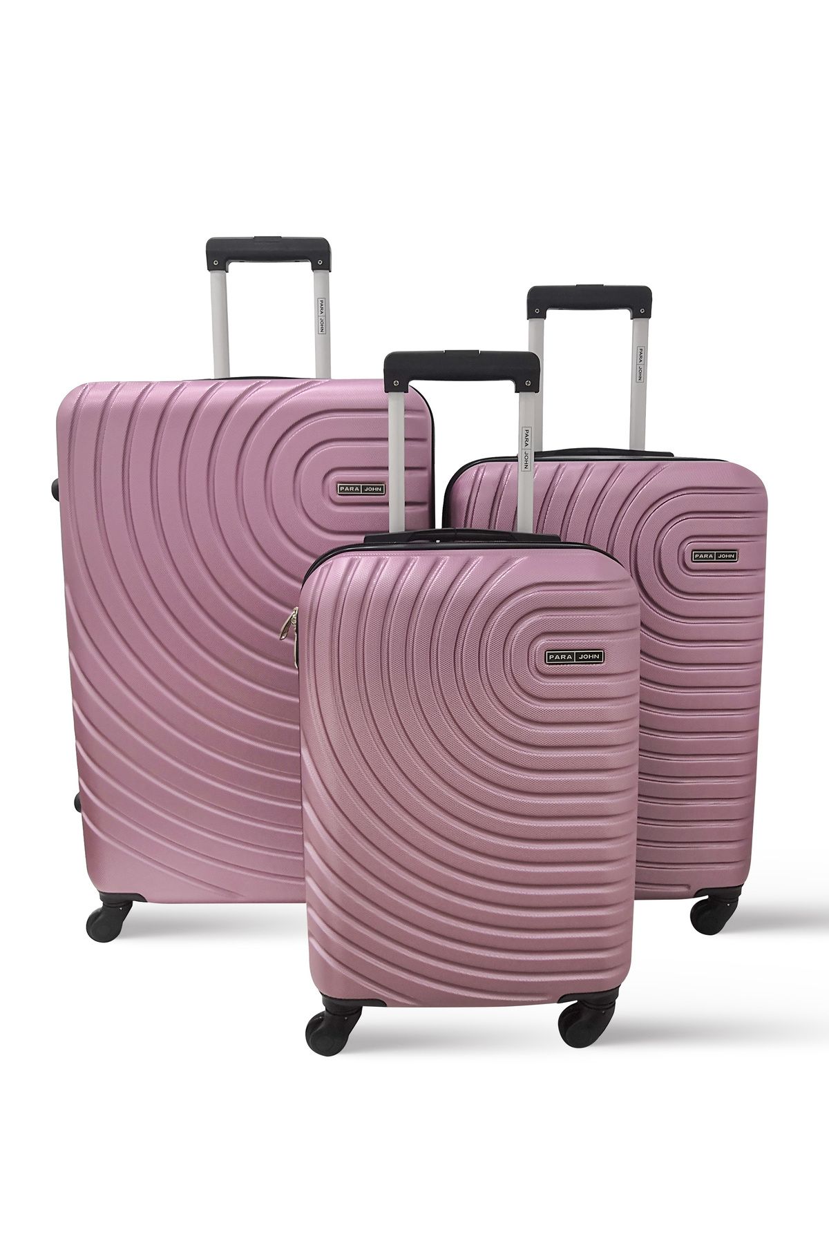 PARAJOHN-Spiral Set of 3 ABS Hard Case Luggage Trolley Bag with 4 Spinner Wheels & Lock 1