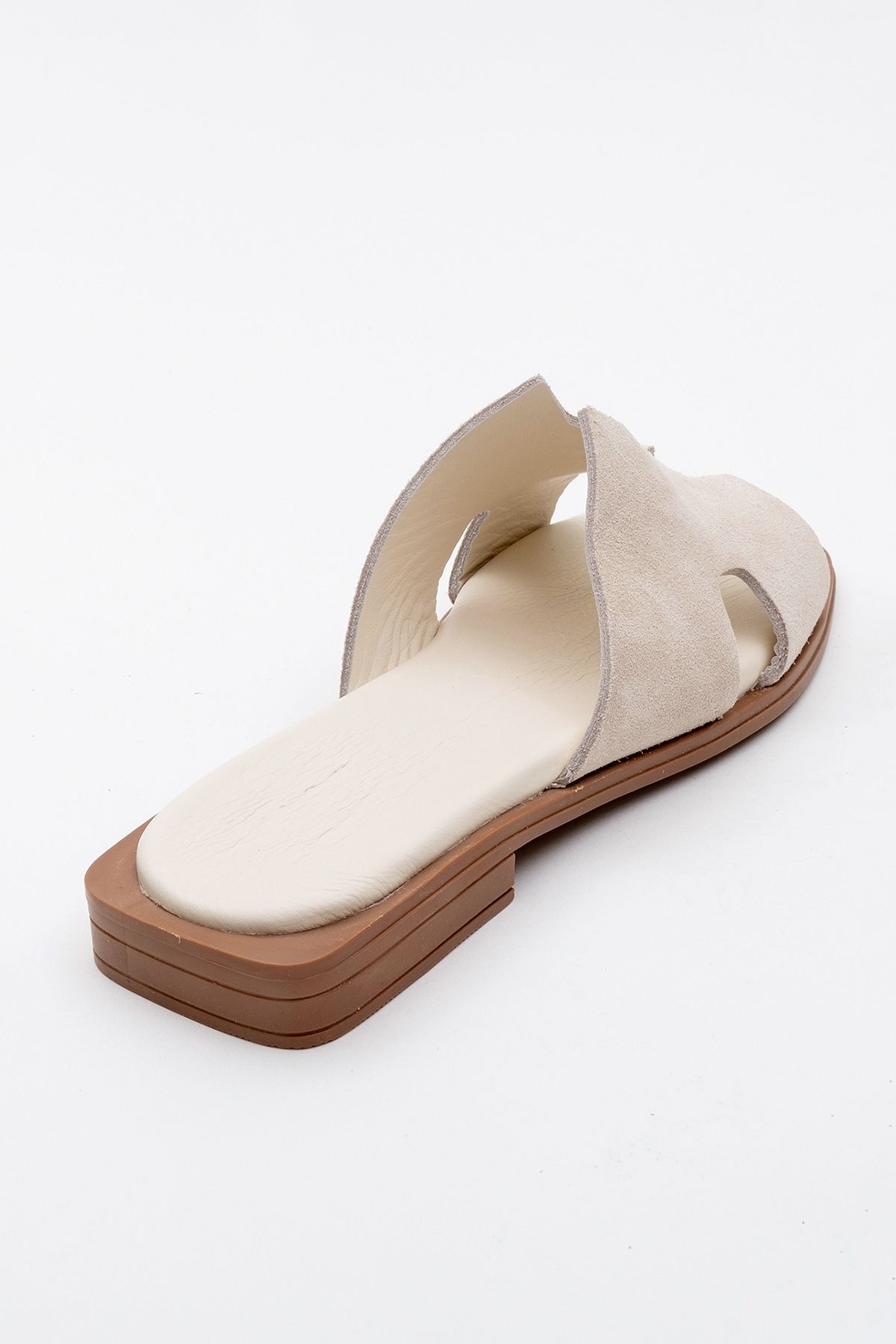 LuviShoes-Papuci de dama din piele bej model JEZ 4