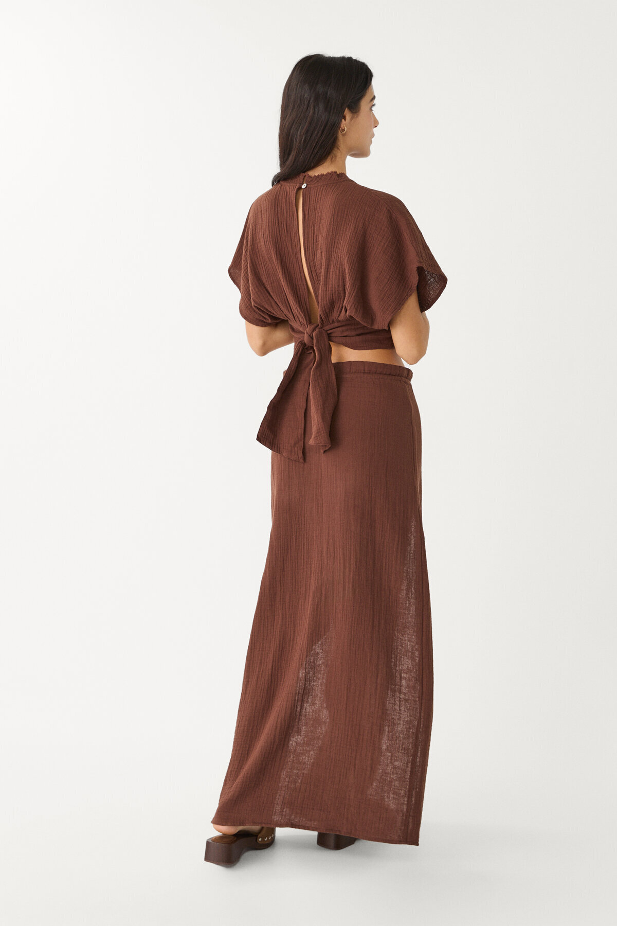 Stradivarius-Cotton midi skirt with slits 3