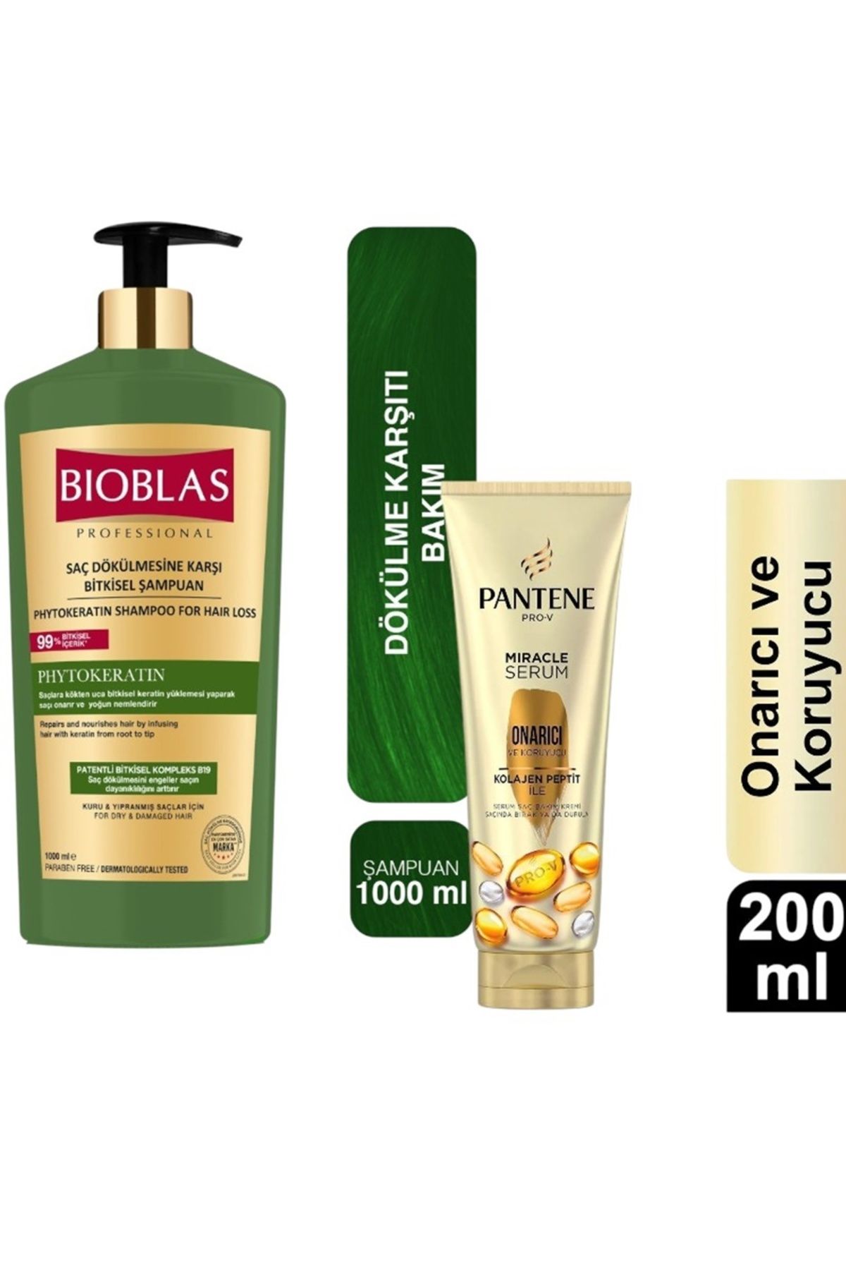 Bioblas Miracle Onarıcı Ve Koruyucu Serum Şaç Bakım Kremi 200 ml + Bioblas-Phytokeratin Şampuan 1000 ml