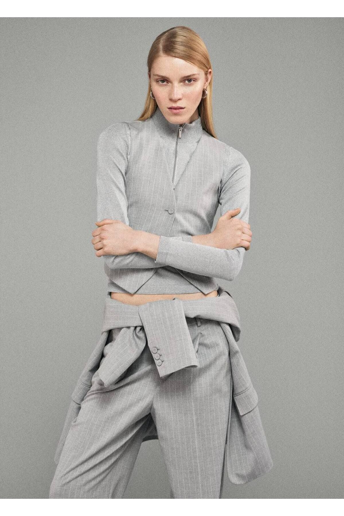 MANGO Woman-Slim striped vest 8