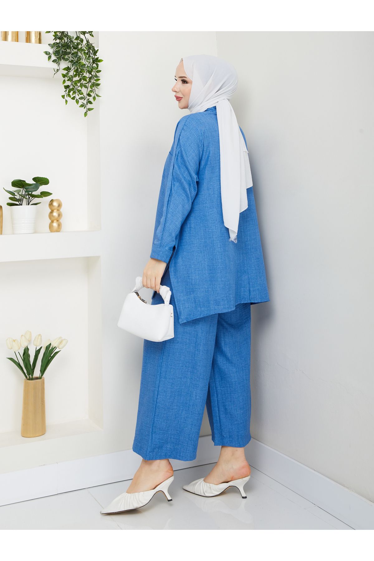 MODAMÜNASİP-My Sofia Linen Trouser Suit with Double Pocket Detail in Its Most Beautiful Colors 6