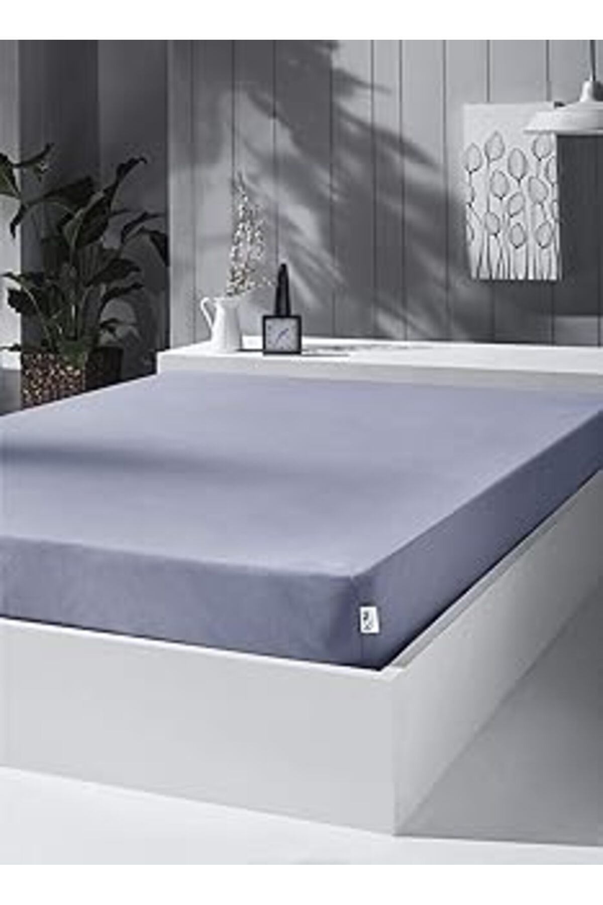 Pazarcan Kobehome Örme Penye Lastikli Çarşaf, Battal Çift Kişilik, Açık Gri, Pamuk-Elastan 230G/M2