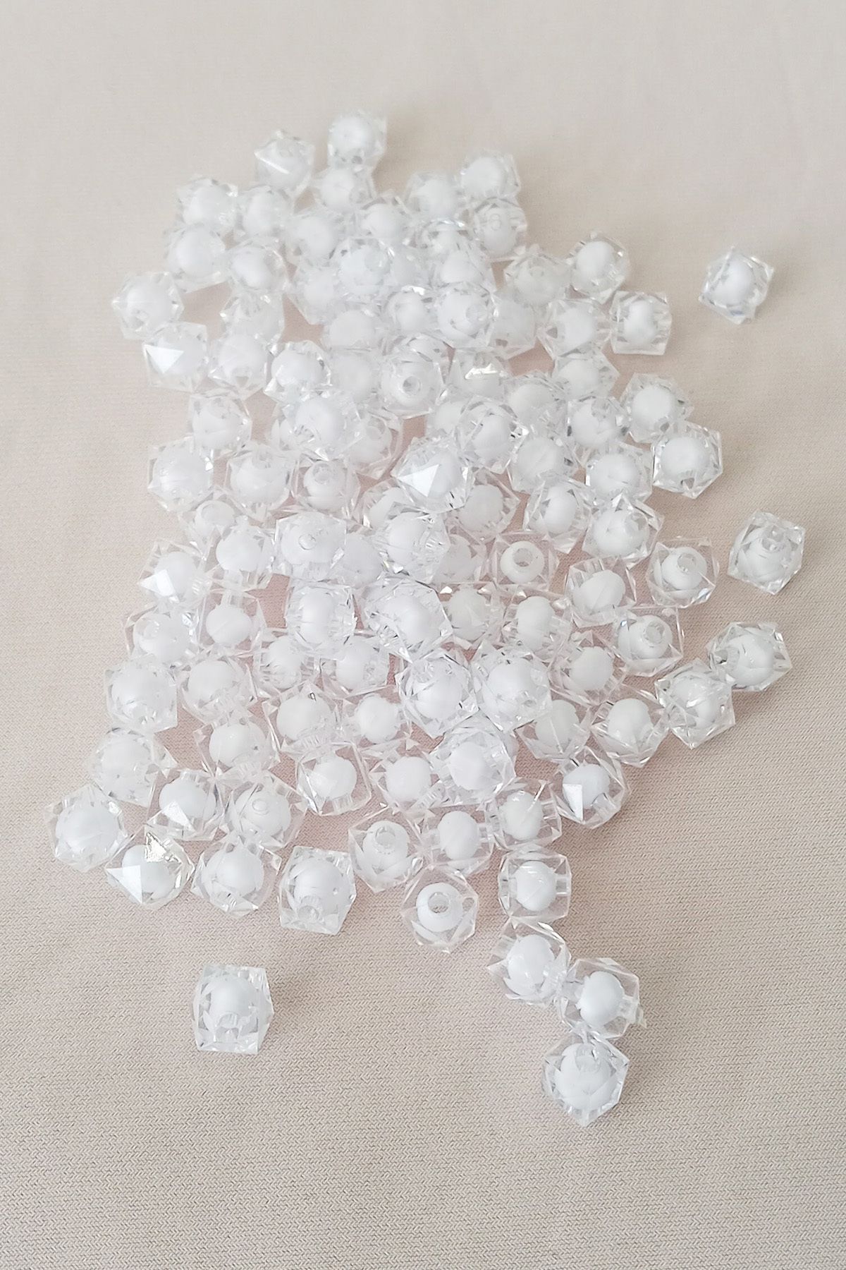 Mu Art Küp Boncuk İçten Boncuklu Bileklik Çanta Boncuğu 10 Mm 50 Gr Beyaz - Bnc456