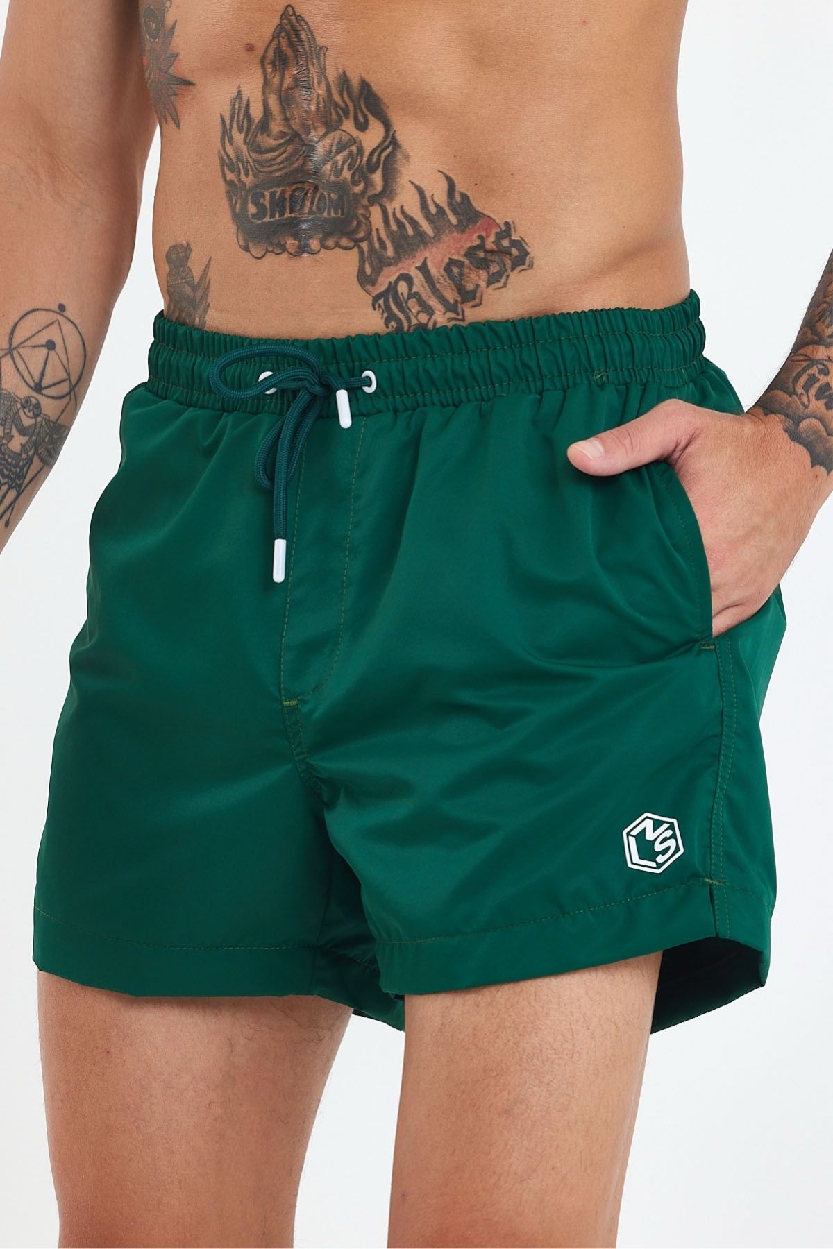 MADZEYMODA-Premium Men's Lined Emerald Swim Shorts Ls-95093 4