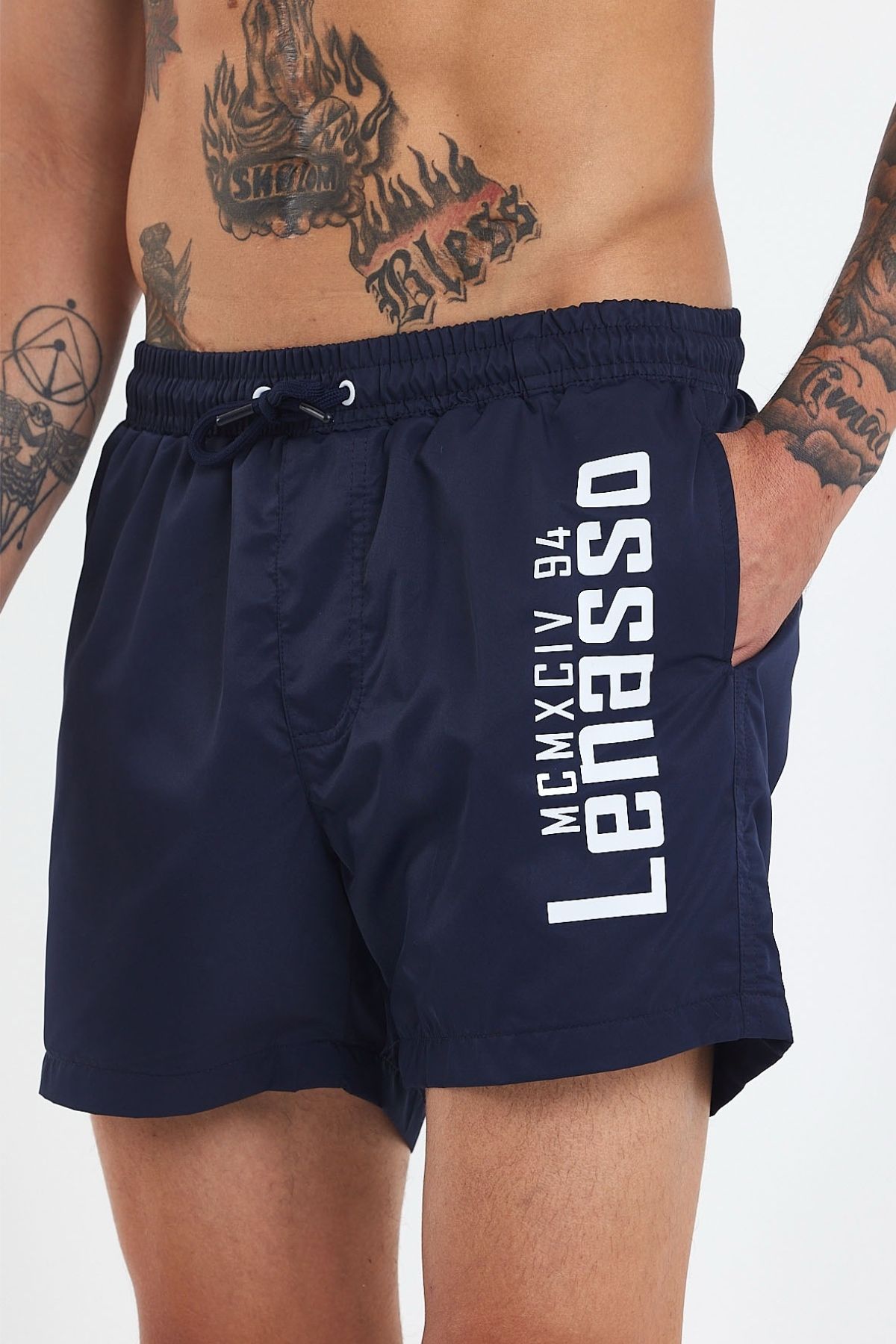 MADZEYMODA-Premium Men's Lined Navy Blue Swim Shorts Ls-95047 3