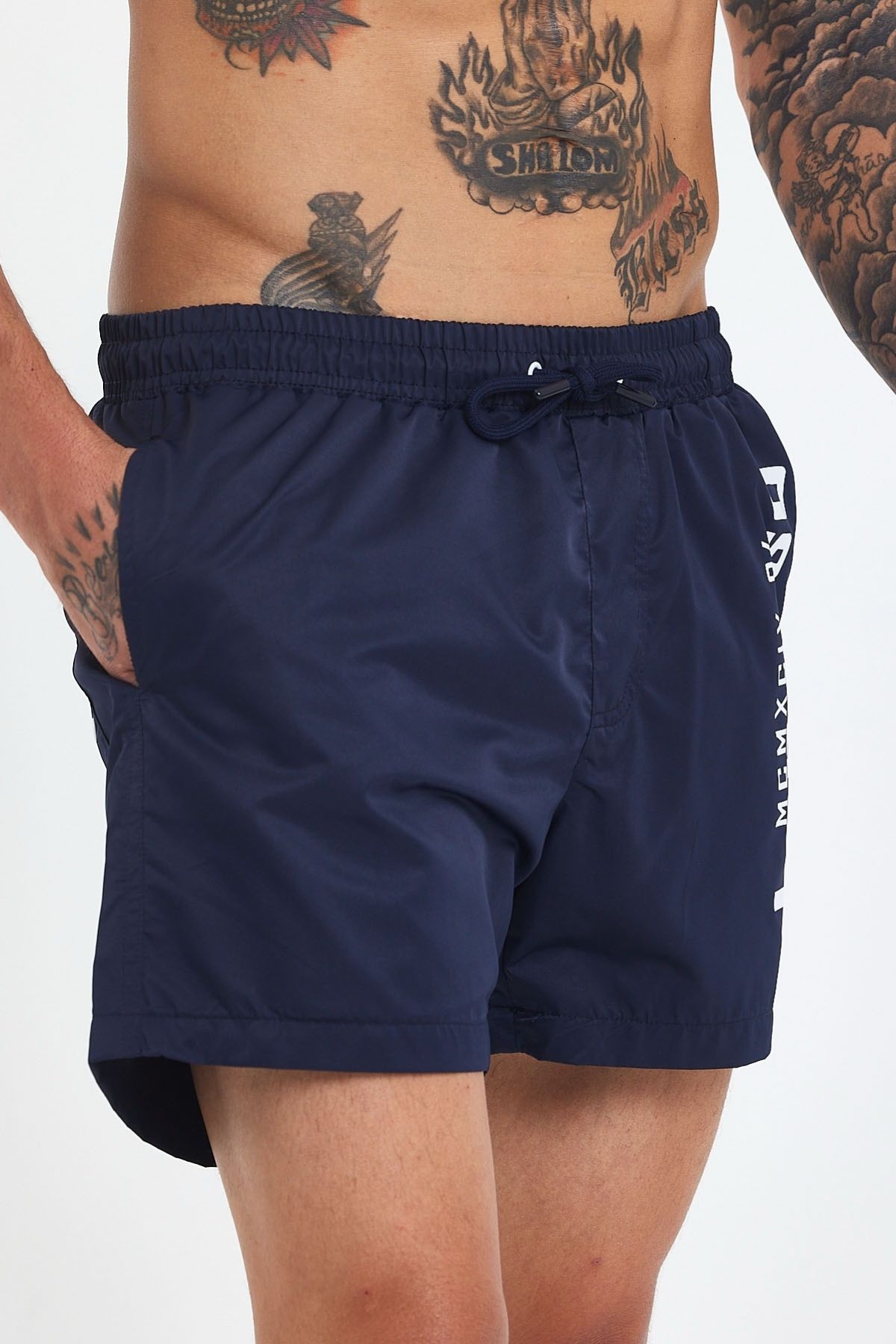 MADZEYMODA-Premium Men's Lined Navy Blue Swim Shorts Ls-95047 6