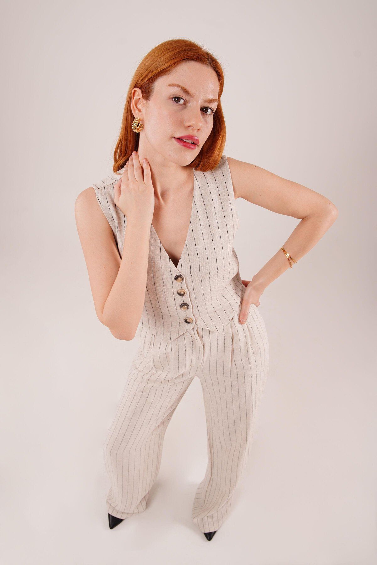 JANES-Vest and Trousers - Black Striped Double Suit 3