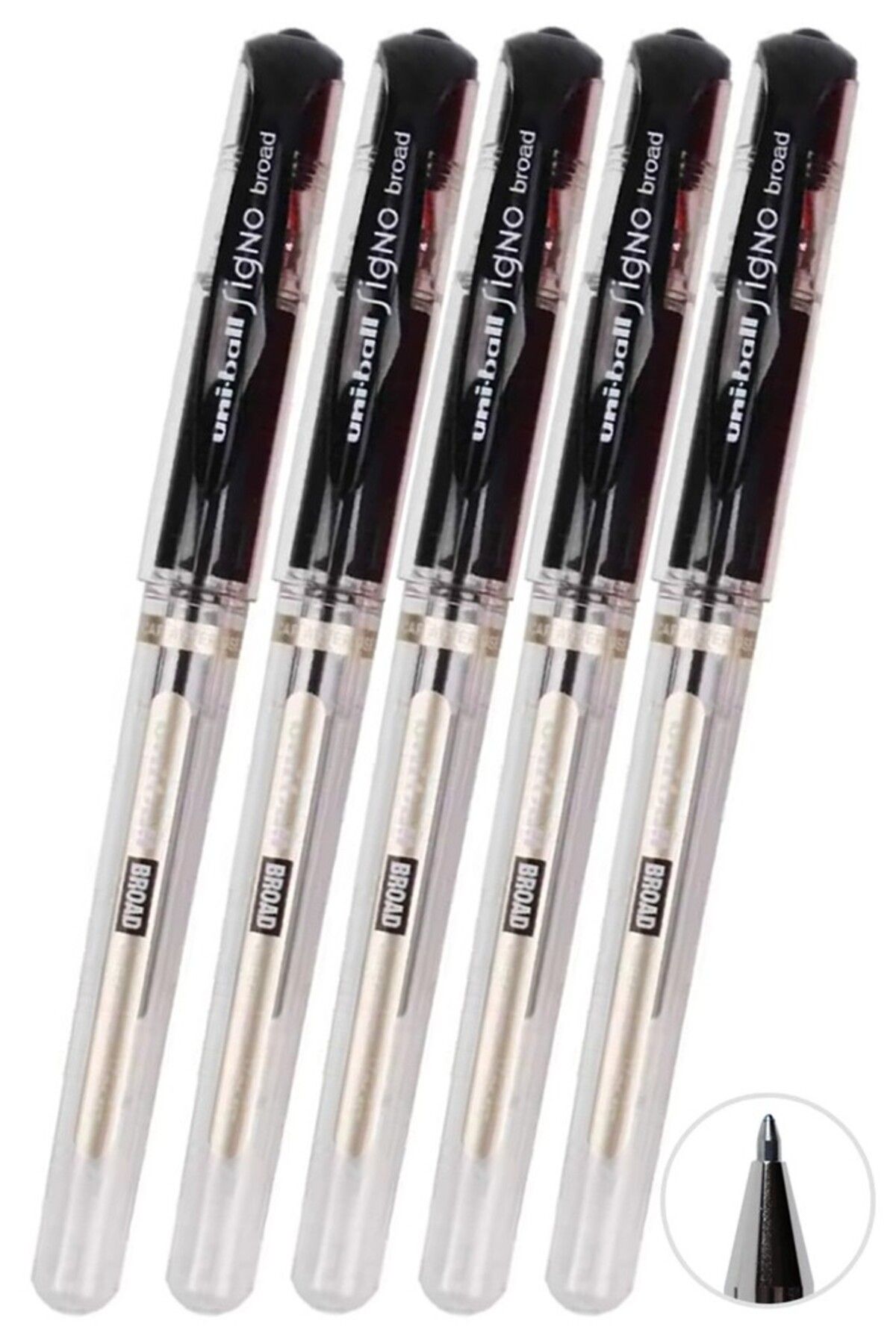 Artlantis Siyah İmza Kalemi 5 Adet Uniball Signo Broad 1.0 mm Roller Pilot Kalem Um-153 Roller Uçlu Likit Müre