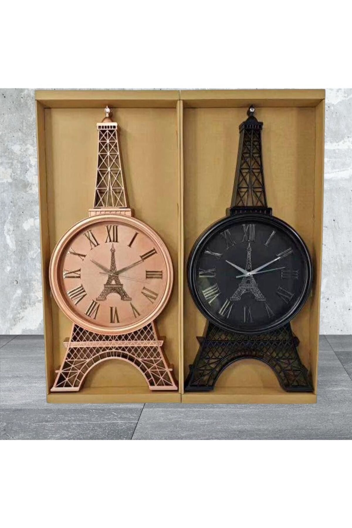 Generic-Plastic wall clock with glass in the shape of the Eiffel Tower, available in two colors: black and copper 5