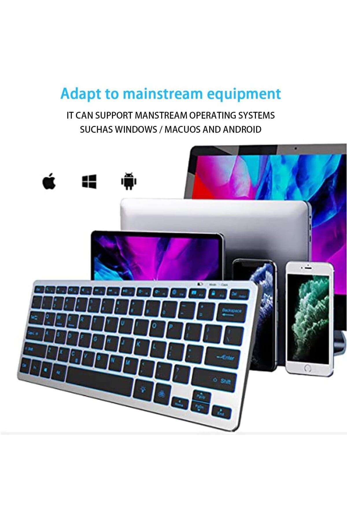 COOYA-لوحة مفاتيح بلوتوث، لوحة مفاتيح لاسلكية قابلة للشحن متوافقة، بما في ذلك iOS وAndroid وWindows 4