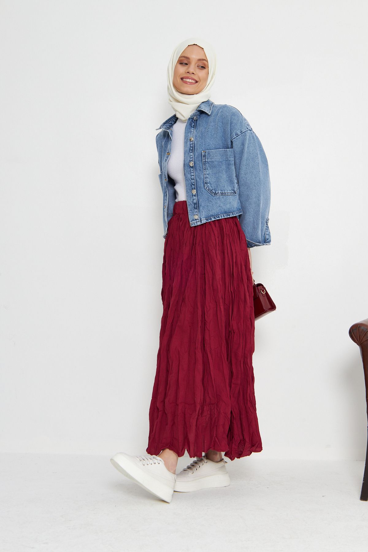 RTBUTİK-Crinkle Crinkle Hijab Skirt, Hijab Skirt, Women's Gift Skirt 4
