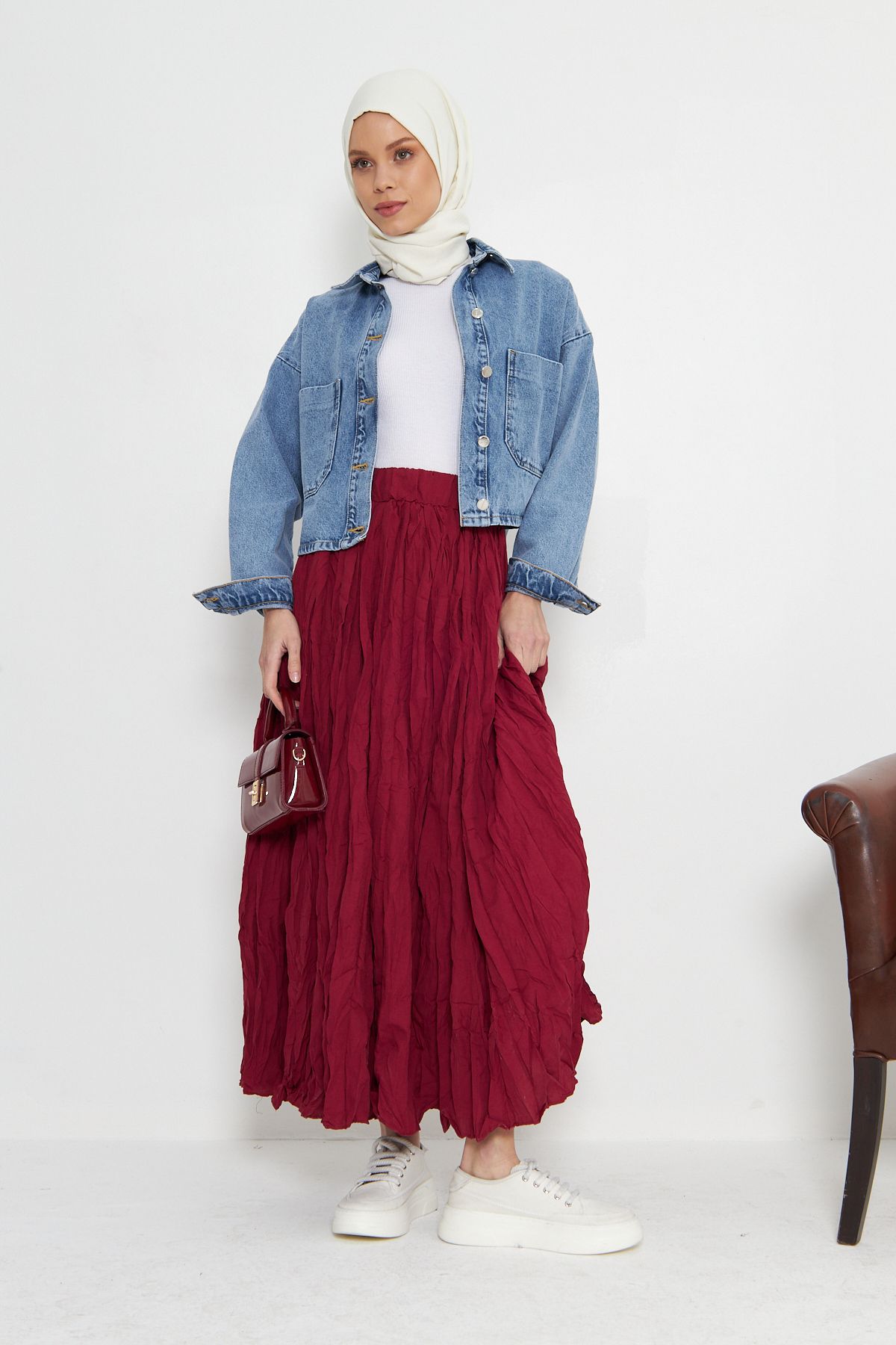 RTBUTİK-Crinkle Crinkle Hijab Skirt, Hijab Skirt, Women's Gift Skirt 5