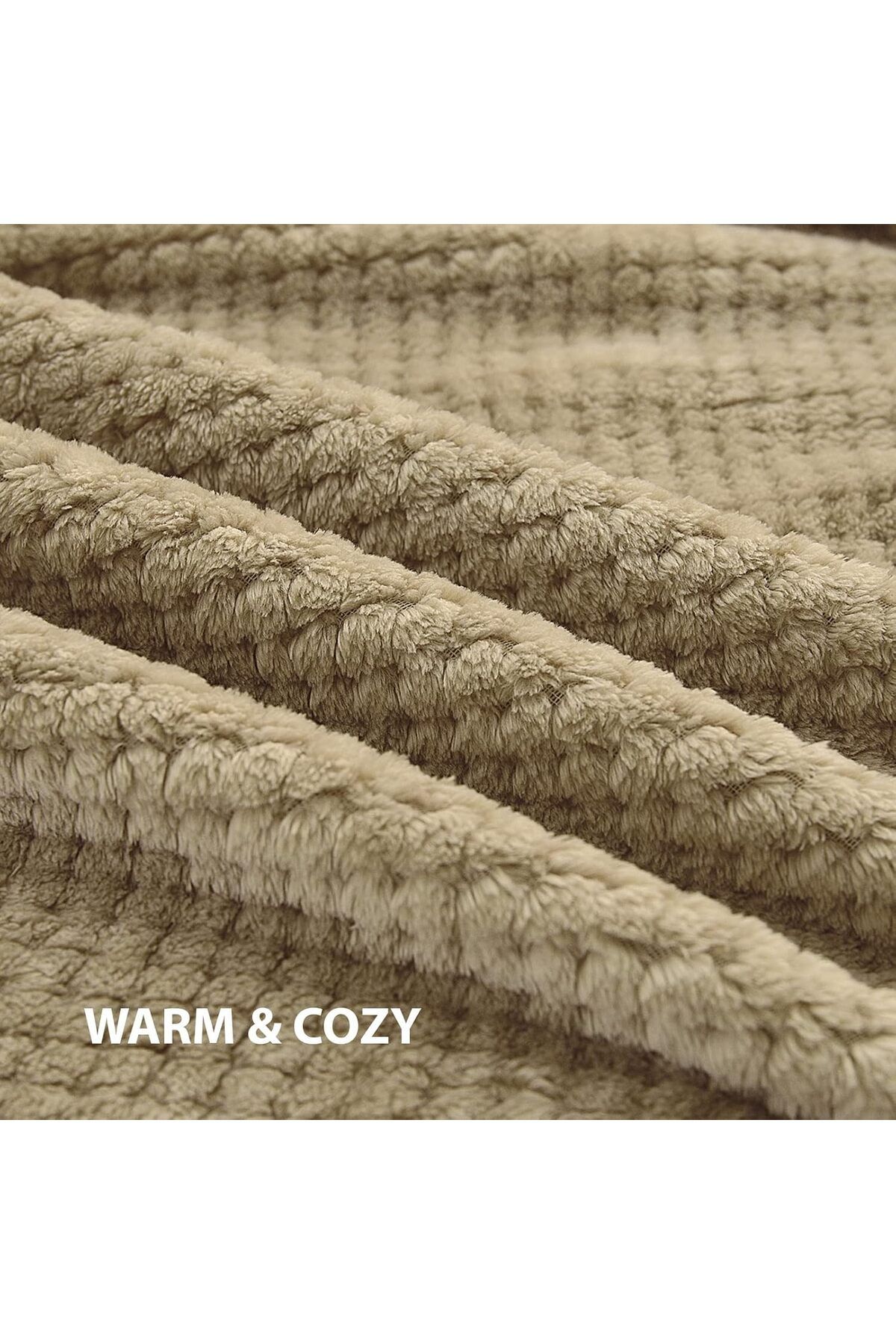 COOYA-Blanket for Couch Sofa Bed, Super Soft and Cozy Blanket, Ideal for Bedroom Decor, Khaki, 200x230CM 3