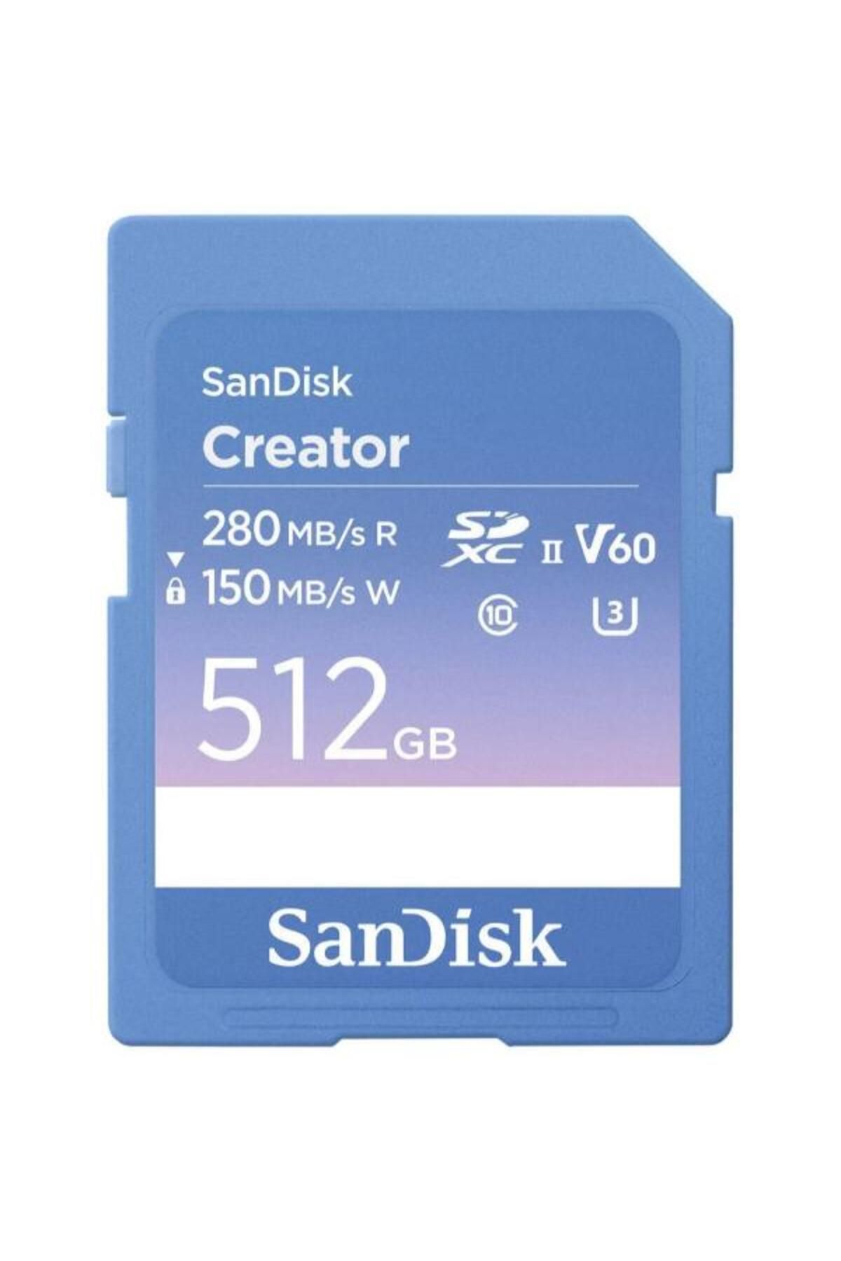 SanDisk Creator 512GB SDSDXEP-512G-GNCIS 280MB/s UHS-II SDXC 6K-4K UHD V60 Hafıza Kartı