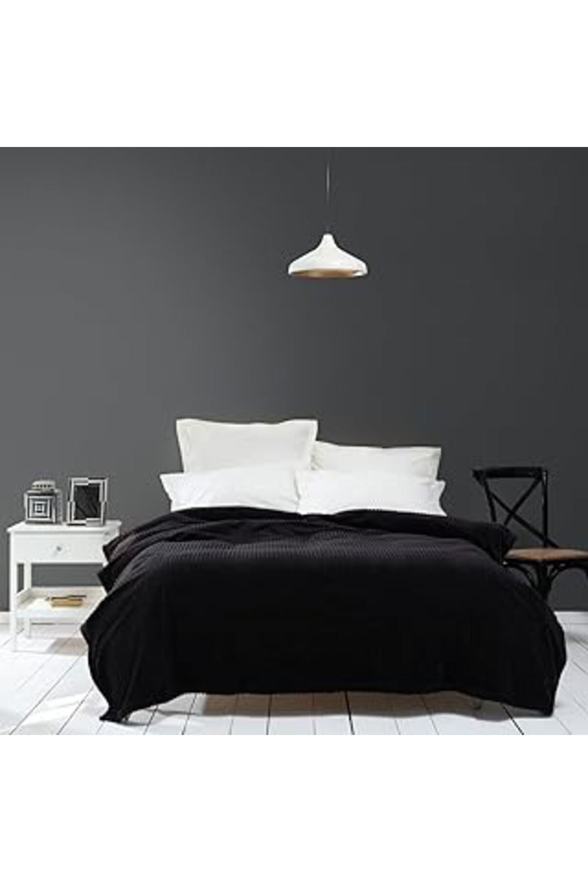 Mu Art Karaca Home Joena Tek Kişilik Battaniye Siyah (PP)