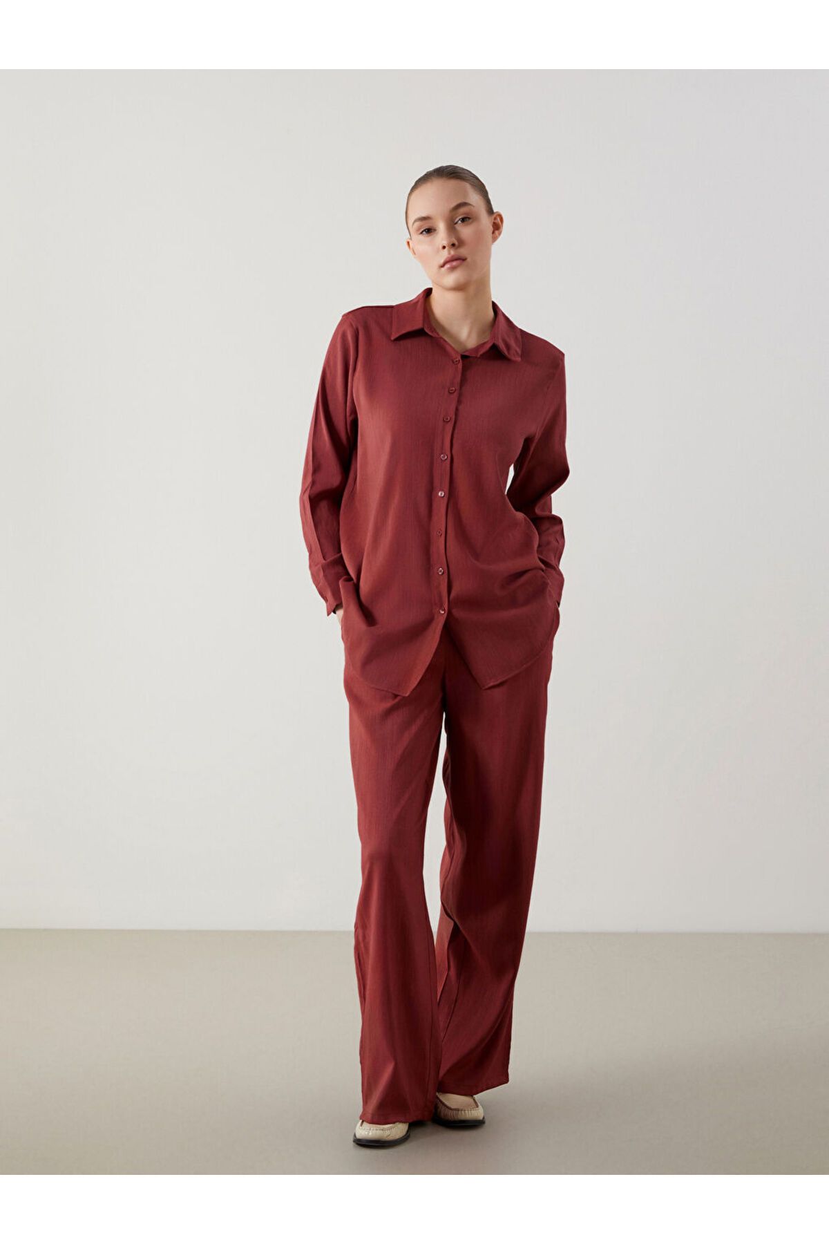 LC Waikiki-Pantaloni de damă în amestec de in cu talie elastică 2