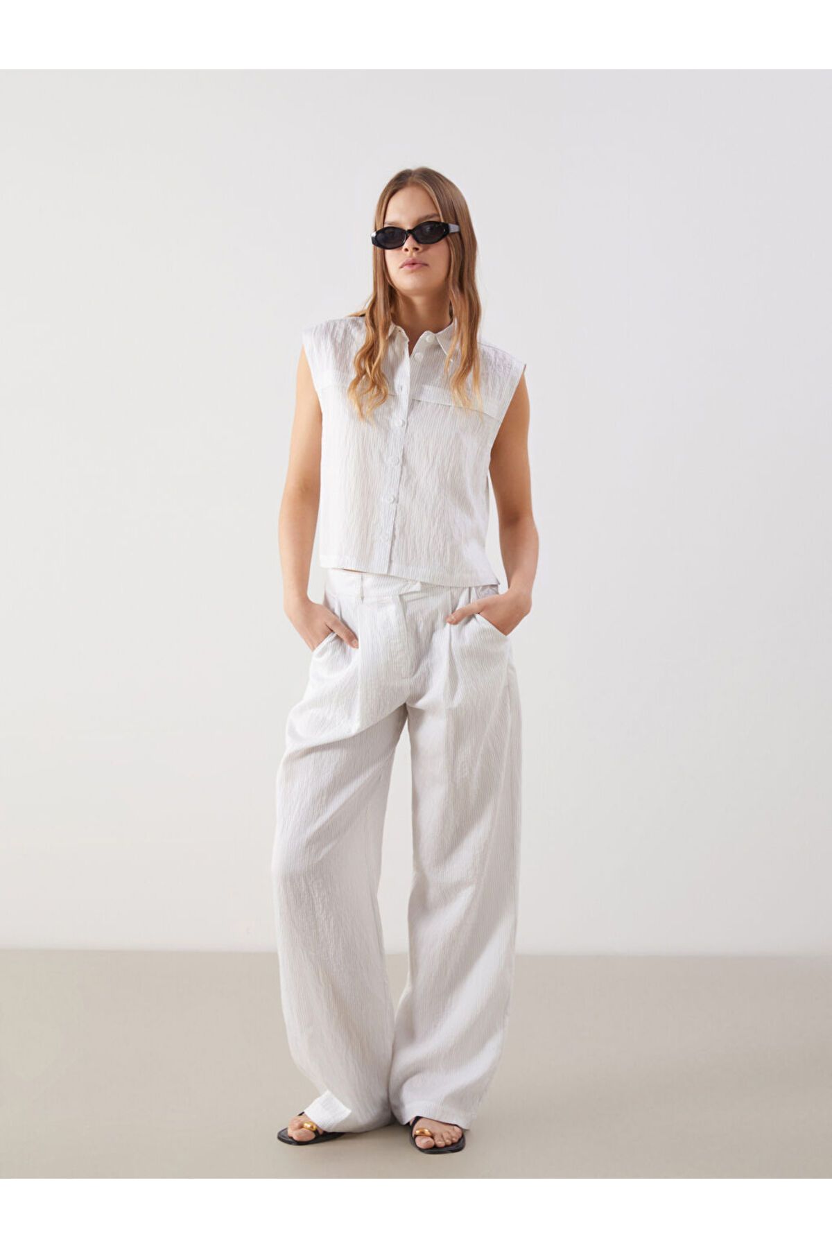 LC Waikiki Loose Fit Çizgili Kadın Pantolon