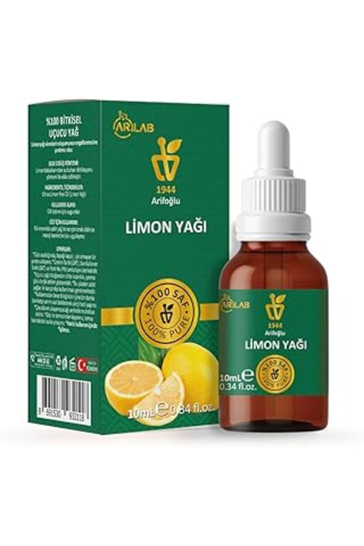 DENİZ Limon Yağı 10Ml%100 Saf Arlab Lemon Oil Pure Citrus Limon Peel Oil