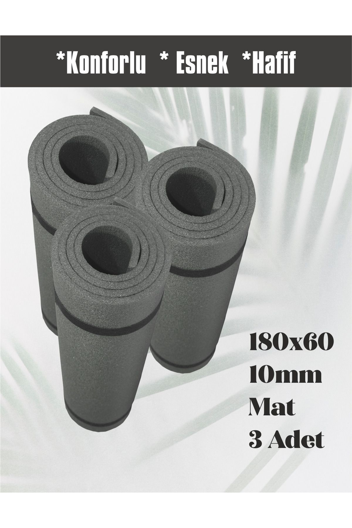 FoamStore 180x60cm 10mm Antrasit Kamp Matı 3 Adet