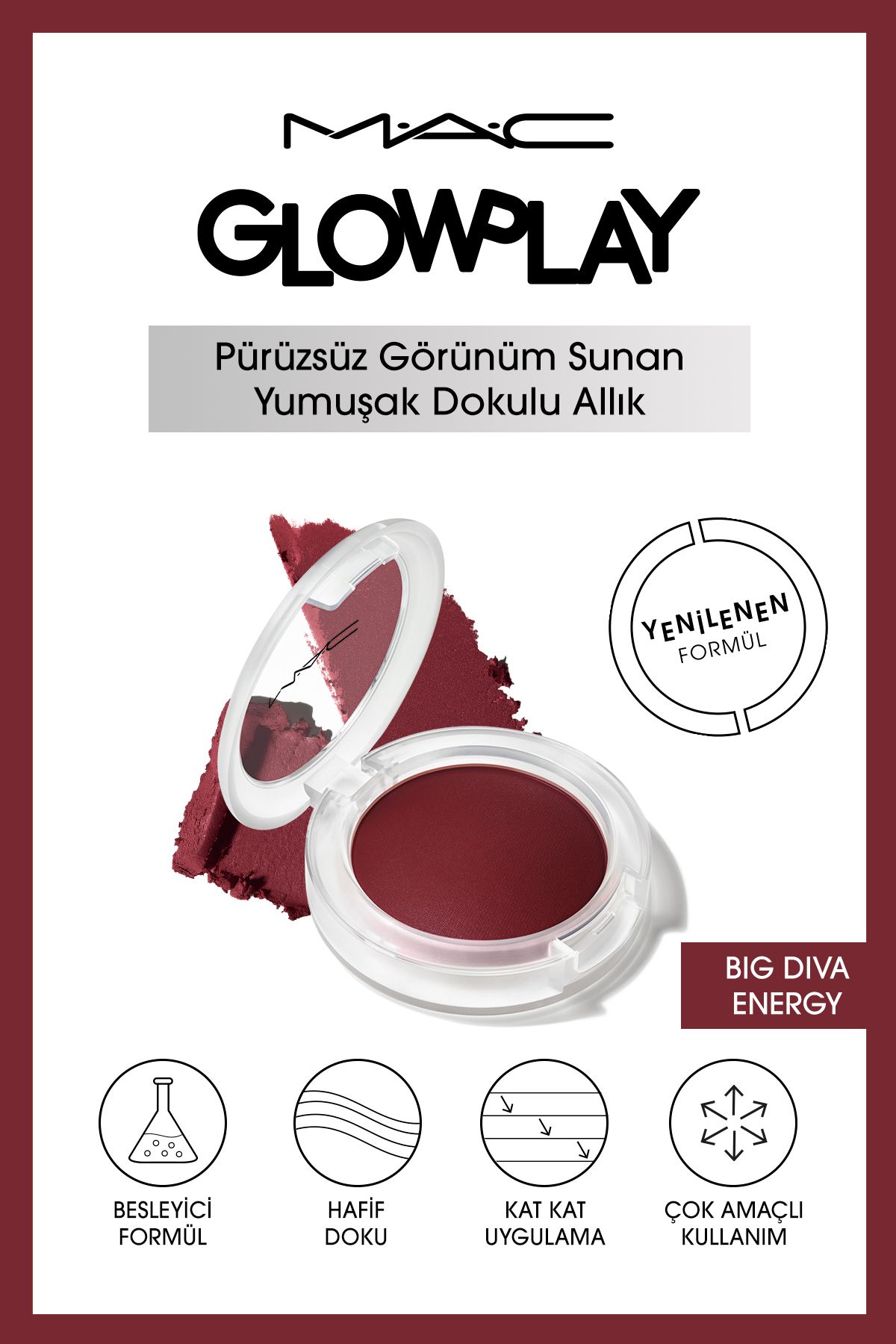 Glow Play Yumuşak Dokulu Kat Kat Uygulanabilen Allık - Big Diva Energy 7.3 G