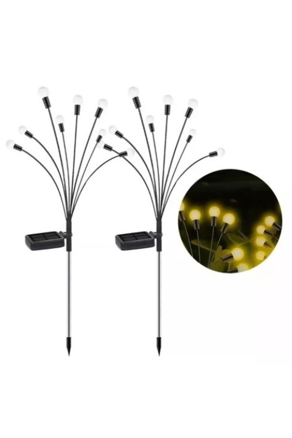 Mu Art Ahşap 2'Li Solar Bahçe Aydınlatması 10 Ledli 2 Modlu Gün Işığı