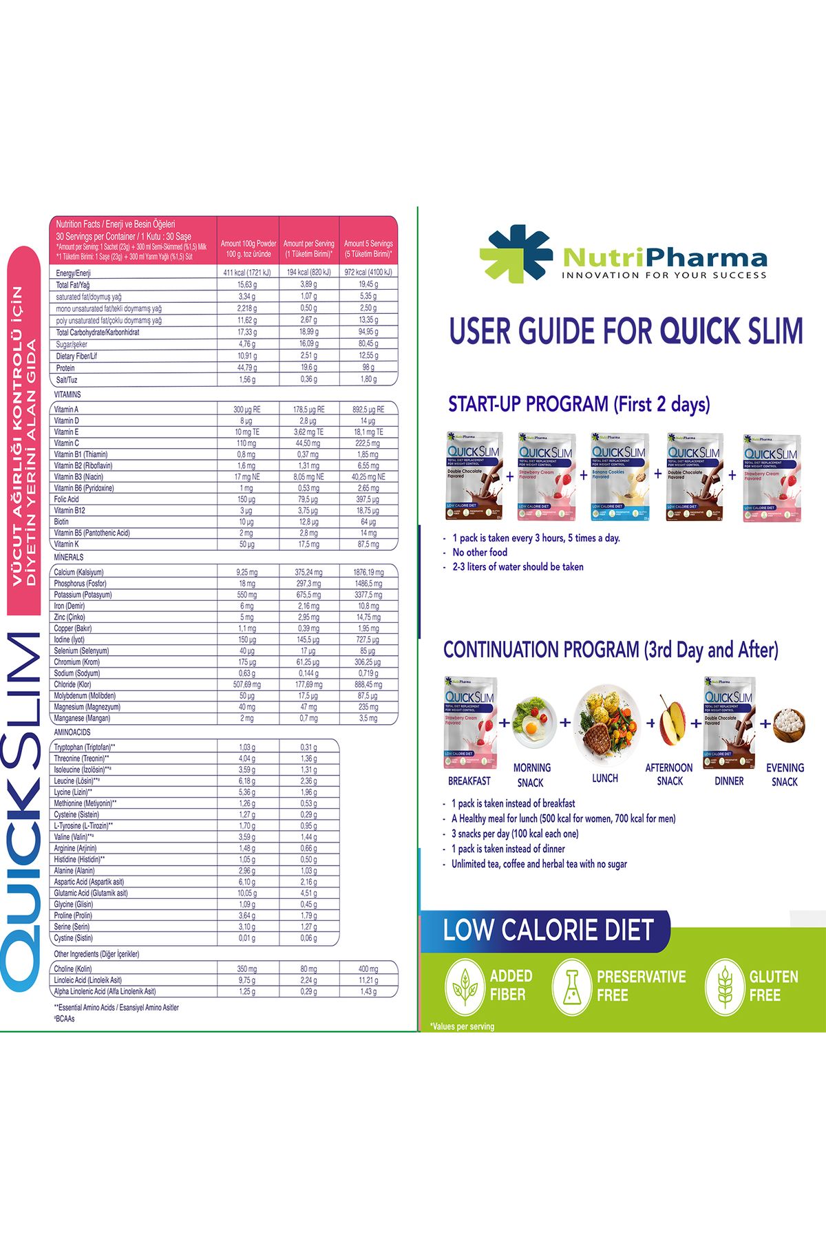 NUTRIPHARMA QUICK SLIM-Quick Slim Diet Shake - 30 Sachets - High Protein Meal Powder - Strawberry Flavor 6