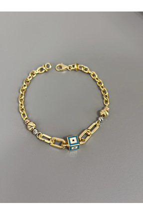 Cengiz Silver 925 Ayar Gümüş Küp Motifli Mineli Ataç Hallow Bileklik