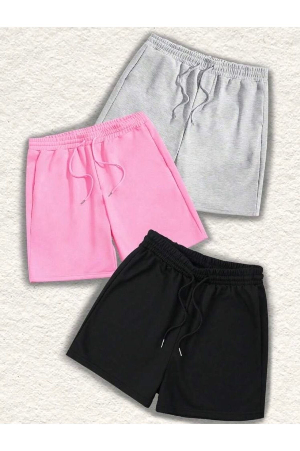 BYMEER Pachet de 3 pantaloni scurți roz gri negru