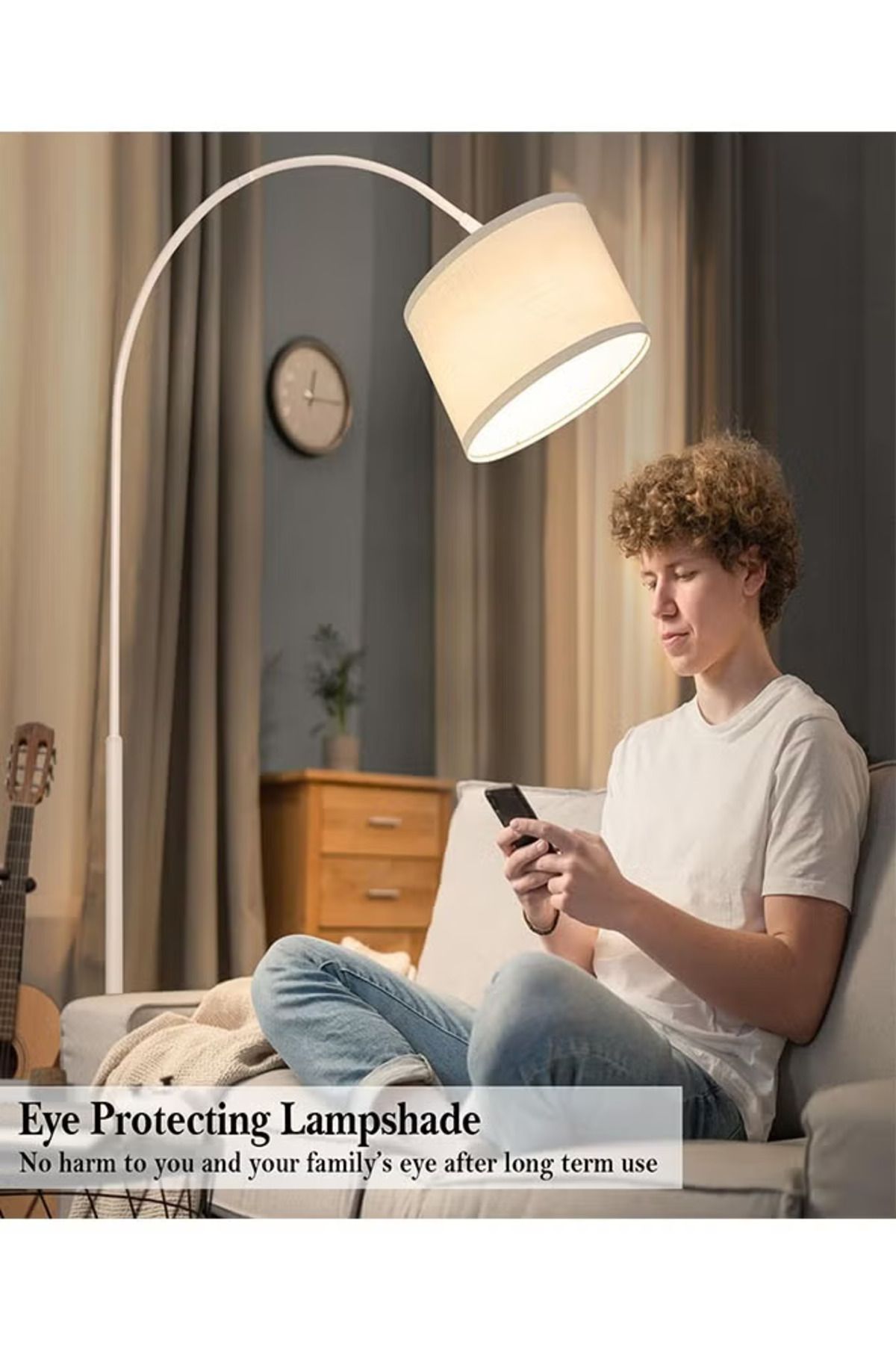 COOYA-Floor Lamp with Remote Control, 73Inch Tall Lamp, with Hanging Drum Shade, 12W Bulb, 96-240 V 5