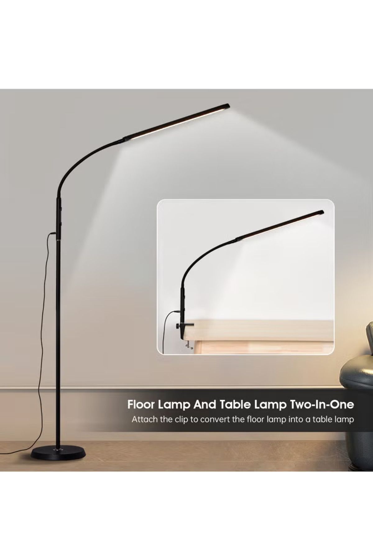 COOYA-360° Rotatable Floor Lamp, Convertible Table Desk Light, Touch Control Adjustable Dual-purpose Light 5