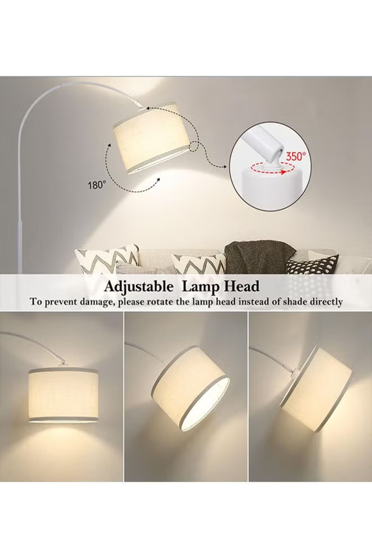 COOYA-Floor Lamp with Remote Control, 73Inch Tall Lamp, with Hanging Drum Shade, 12W Bulb, 96-240 V 4
