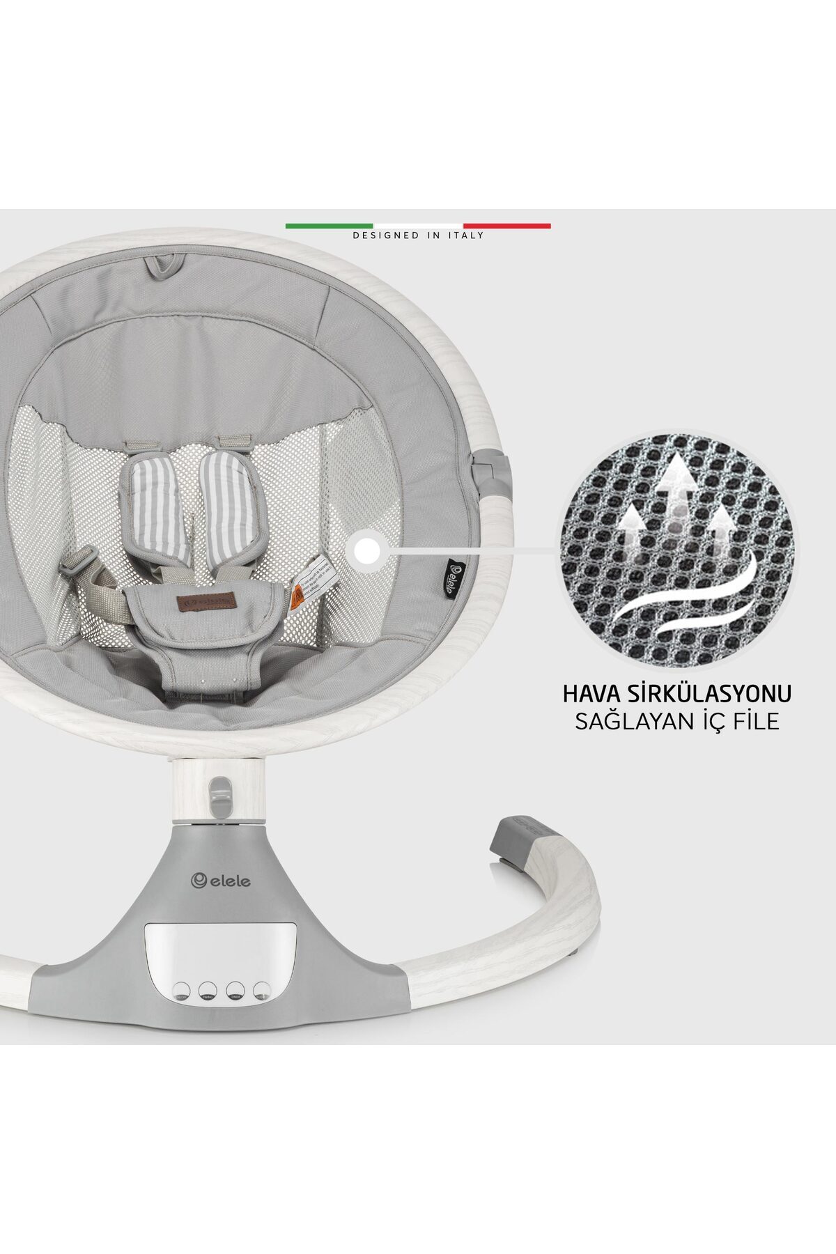 Elele Amore 2 Elektrikli Otomatik Sallanan Ana Kucağı Kademeli Gri fotoğrafı 6 (önizleme)