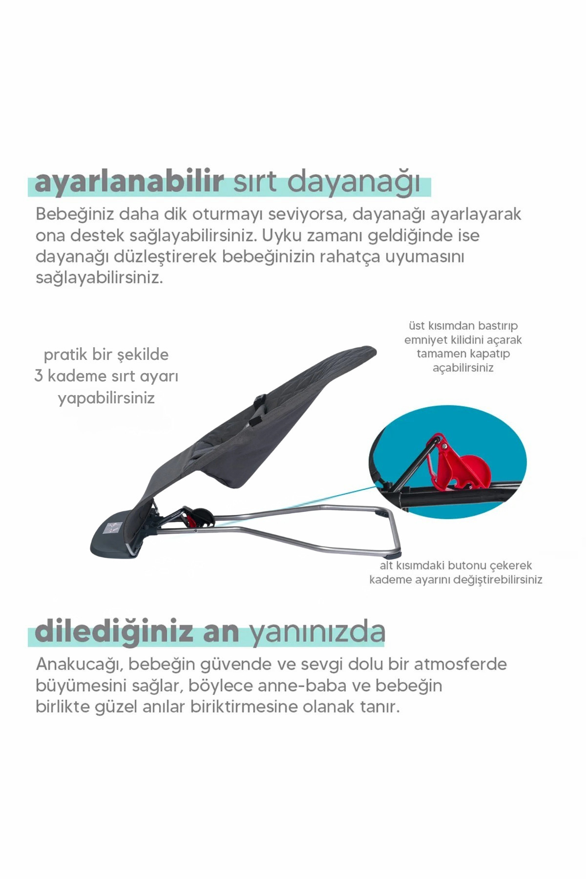 mamie Convers  Kademeli Sallanır Kolay Taşınabilen Üç Kademeli Anakucağı fotoğrafı 5 (önizleme)