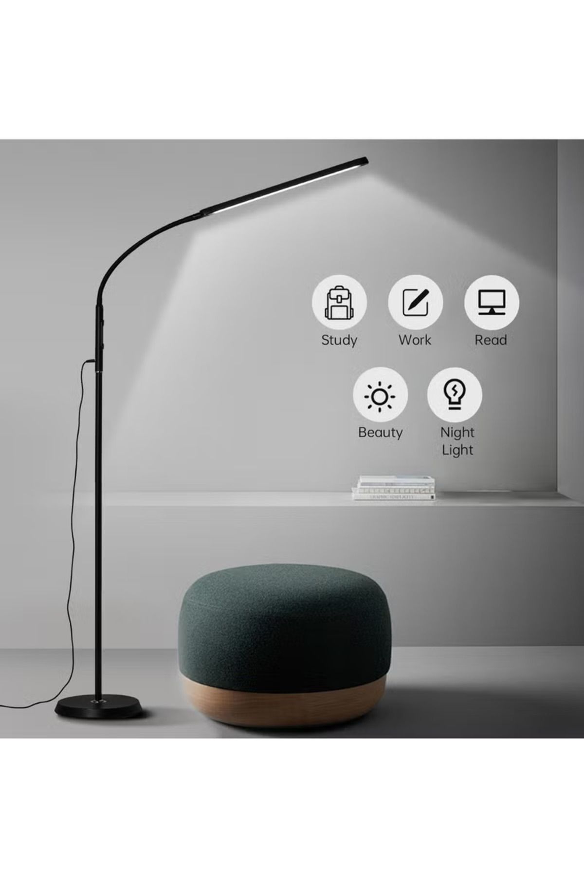 COOYA-360° Rotatable Floor Lamp, Convertible Table Desk Light, Touch Control Adjustable Dual-purpose Light 3