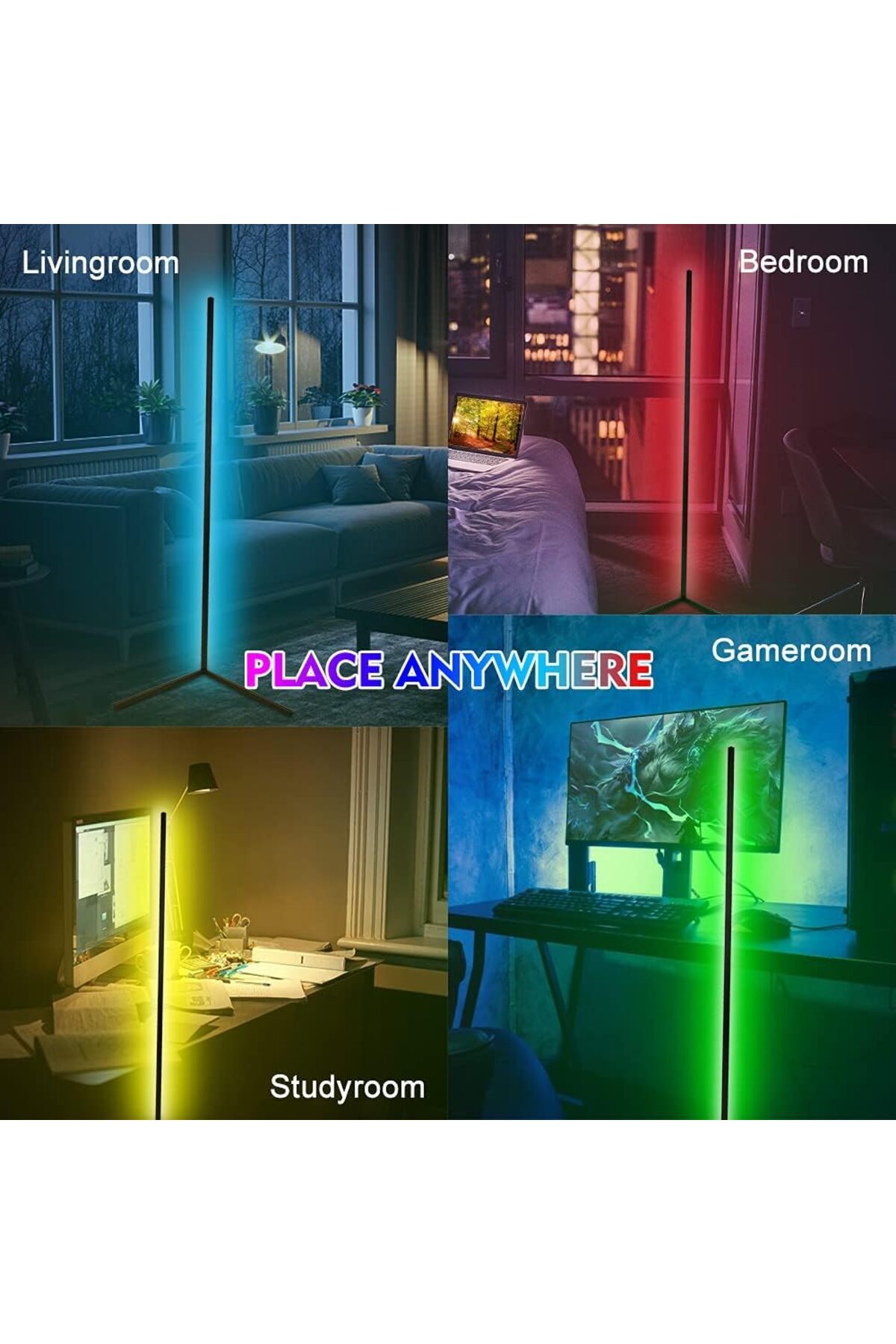 COOYA-RGB Corner Floor Lamp, with Remote Controller, for Living Room, Bed Room, Gaming Room 5
