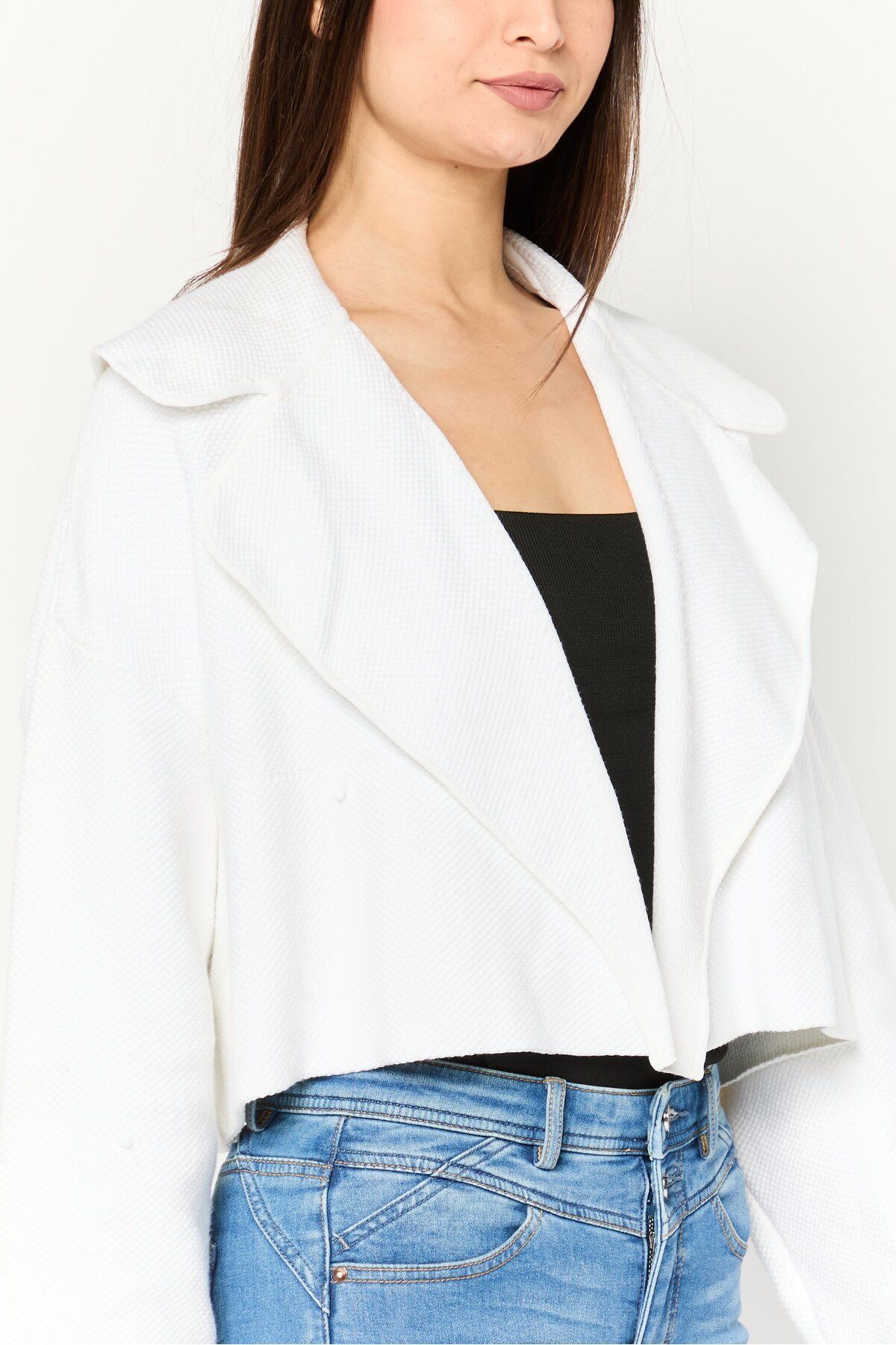 Emporio Armani-Women Textured Cardigan, White 3