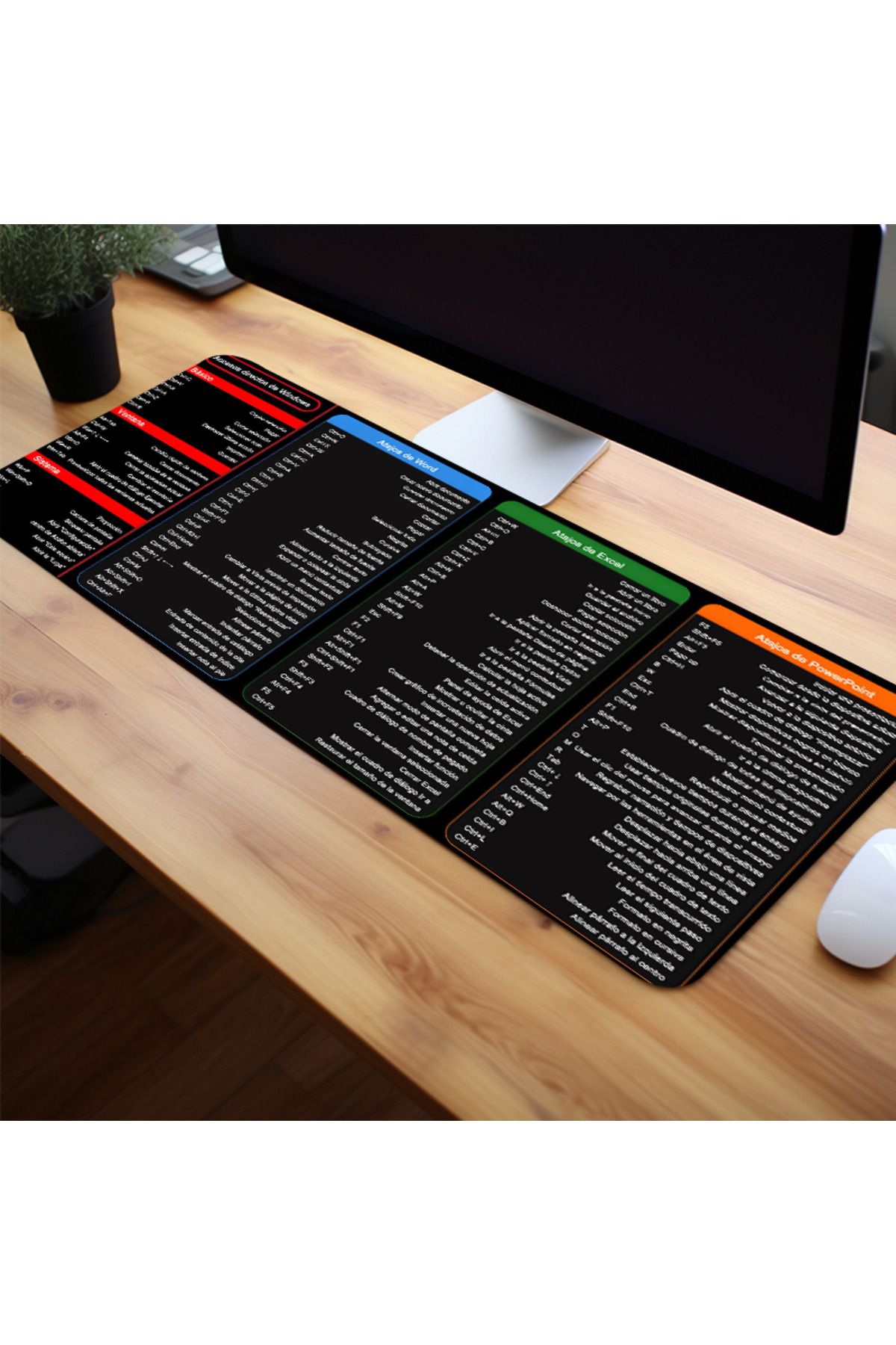 Choice-31.4 15.7in 80 40cm black Spanish Excel Shortcuts Pattern Large Mouse Pad Office Desk Mat Computer K 3