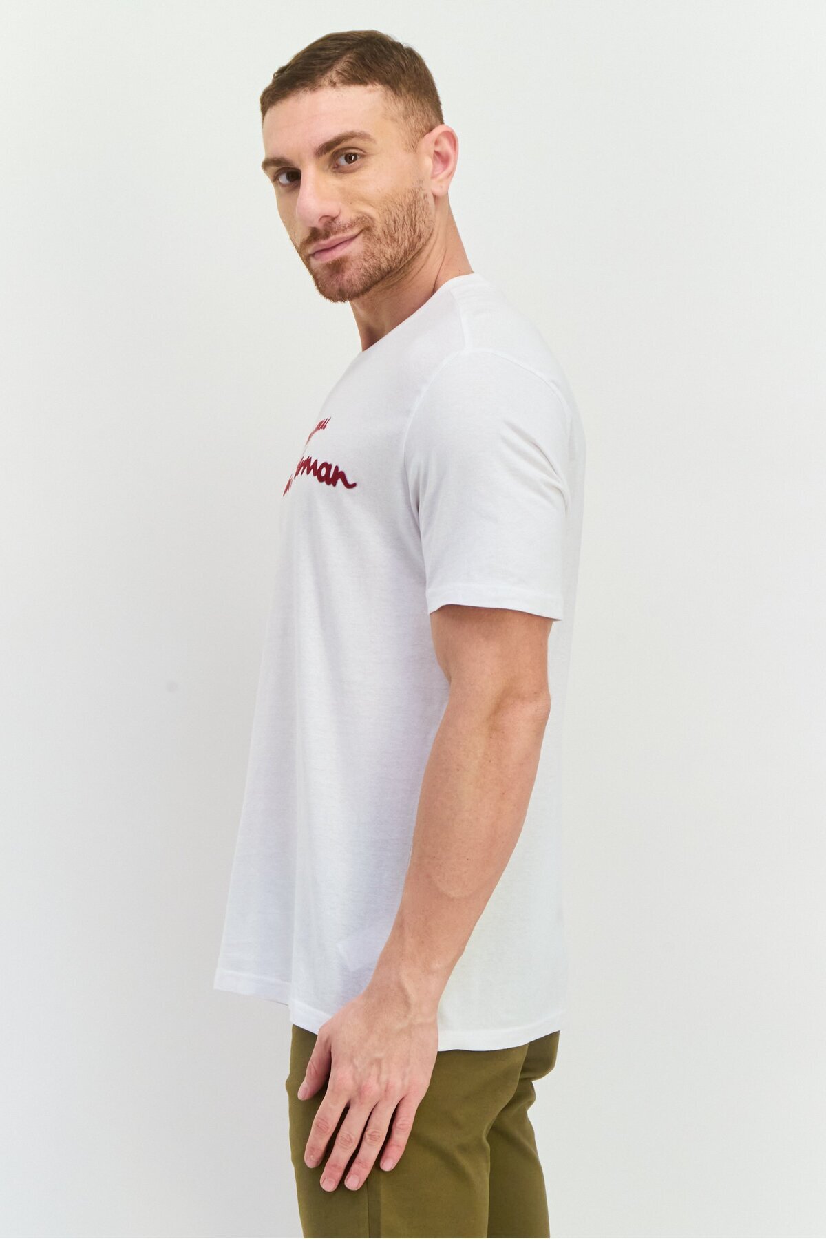 Ben Sherman-Men Crew Neck Short Sleeves Brand Logo T-Shirt, White 4