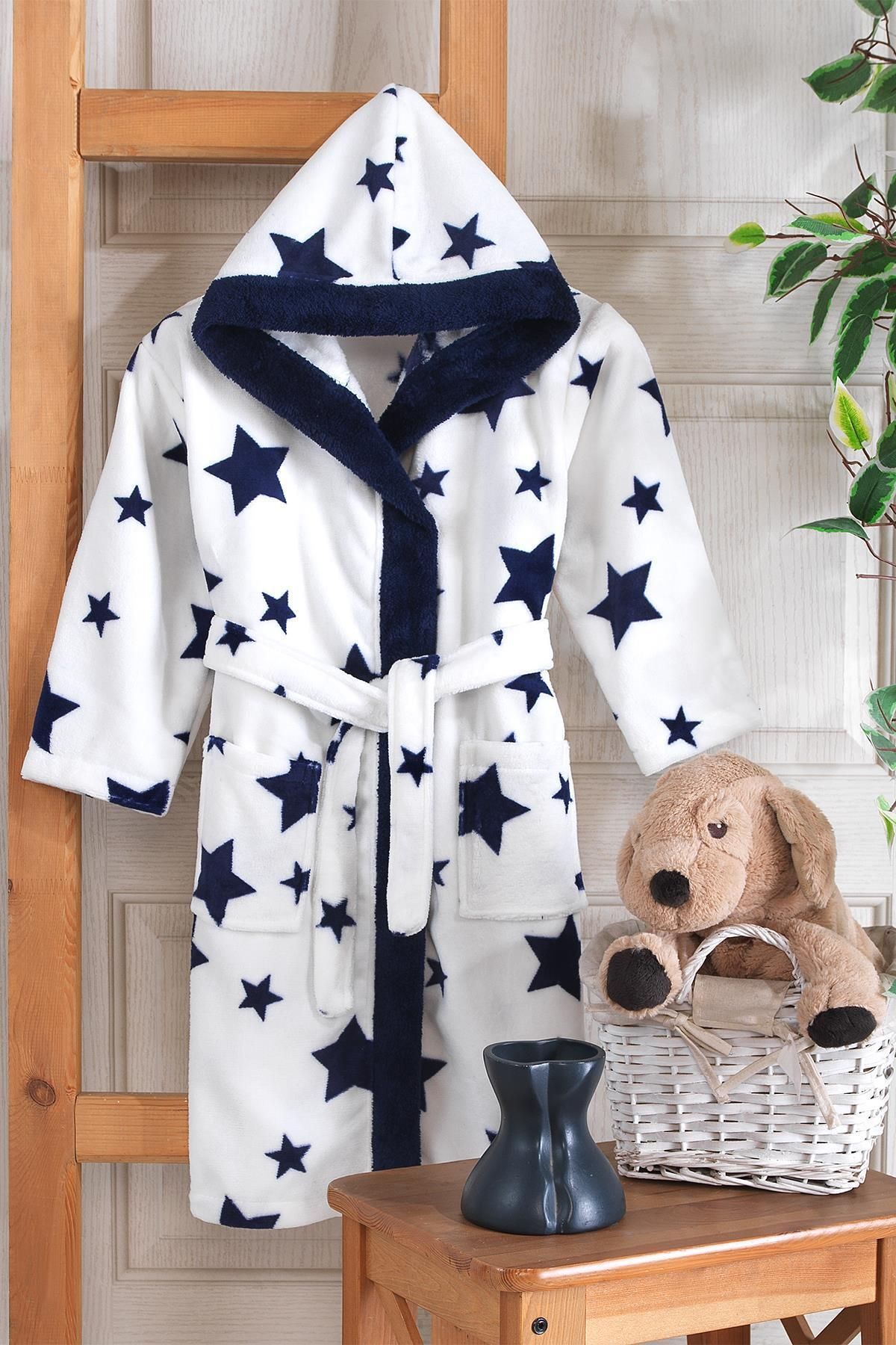 Znp Home Cerul | Rochie De Pluș Pentru Copii Unisex Wellsoft Cu Glugă | Halat Unisex - 6–7 years