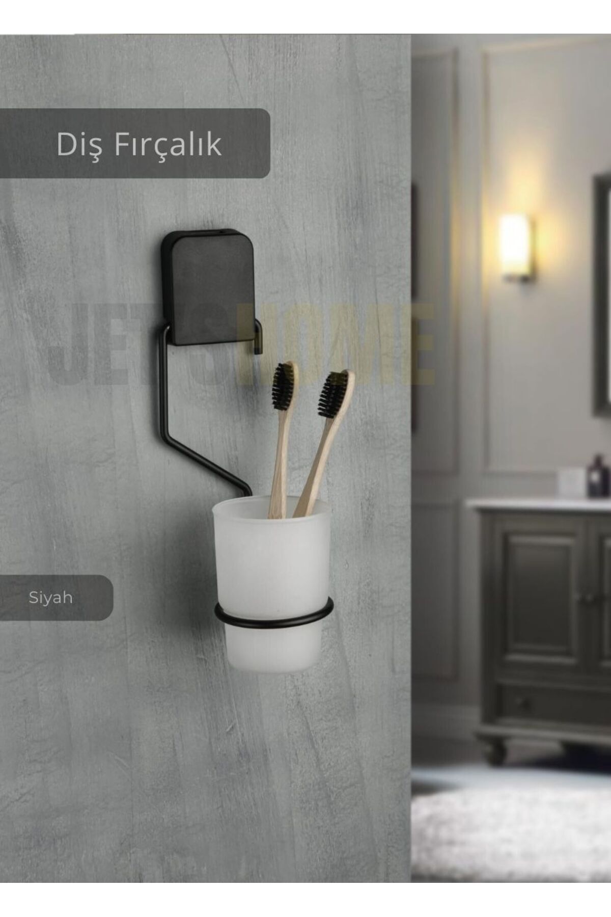Jet's Home-Adhesive Toothbrush Holder Stainless Luxury Toothbrush Holder Steel Black 1