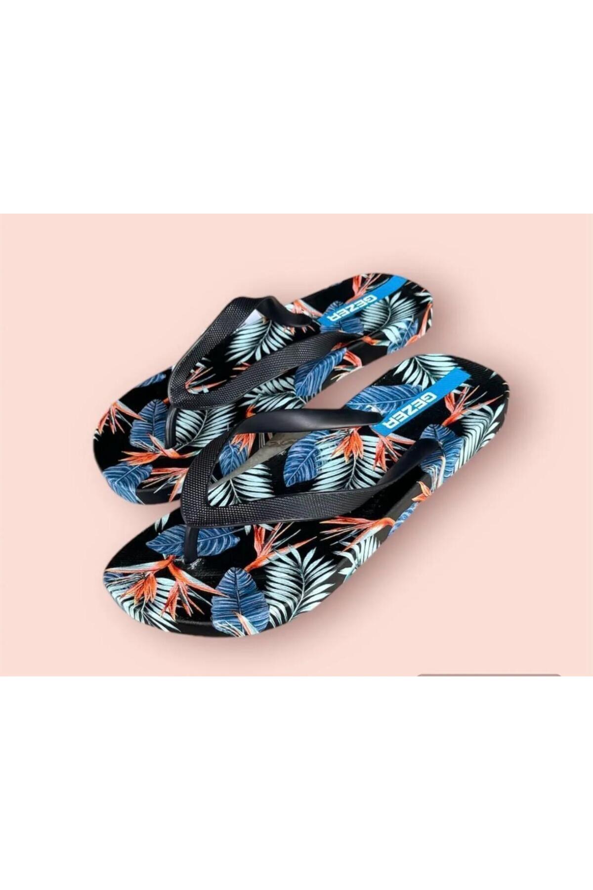 GEZER-Men's Black Soft Sole Beach Pool Daily Flip Flops 1