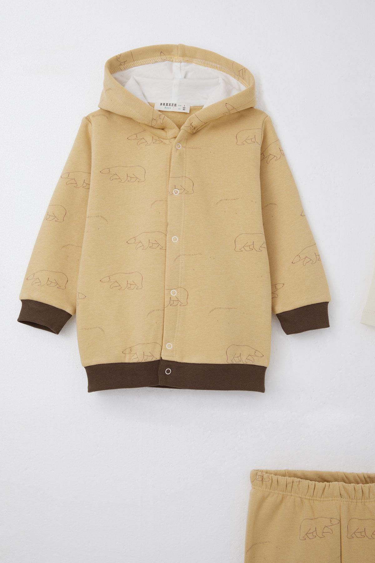 Breeze Erkek Bebek Bodyli 3 Lü Takım Kutup Ayısı Desenli 4 Ay-1 Yaş, Bej fotoğrafı 3 (önizleme)
