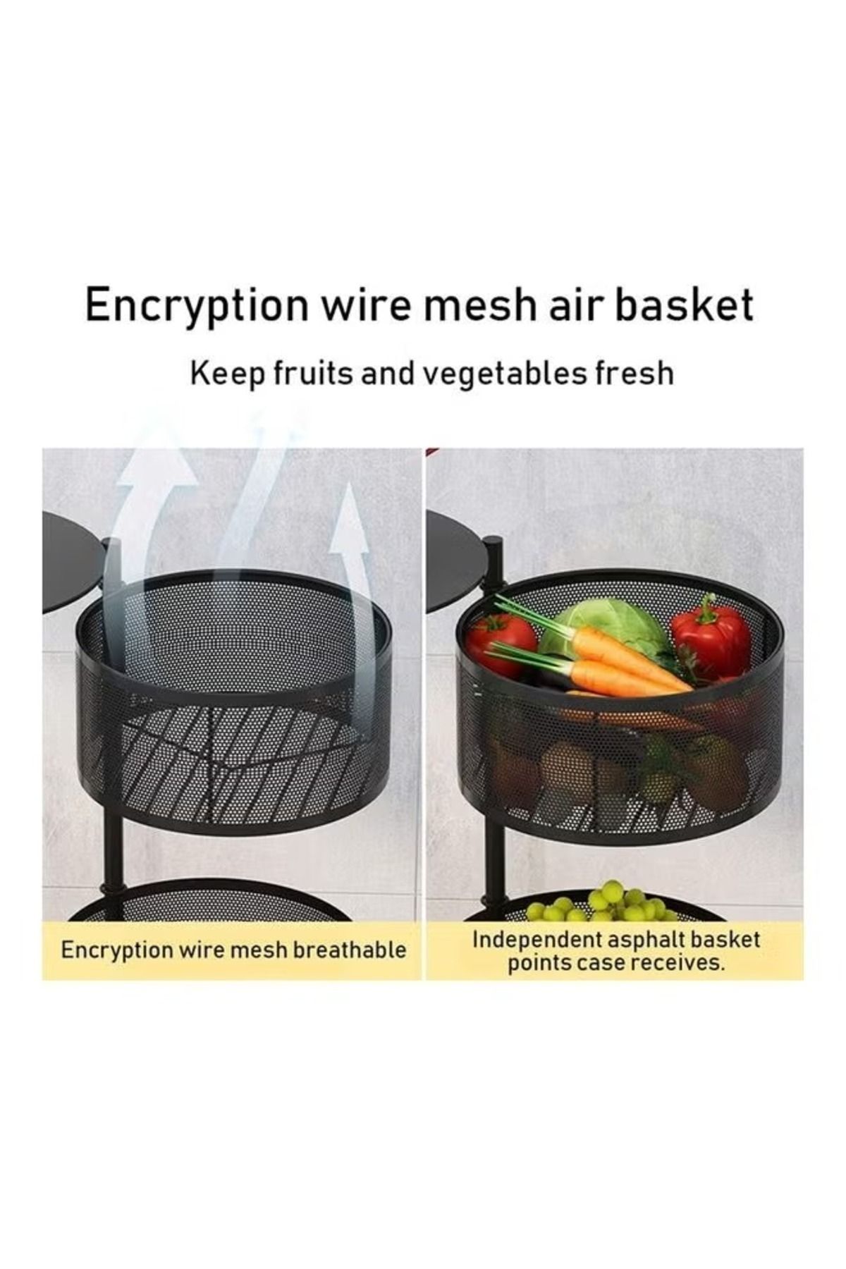 Primo Plus-Multi-Layer Kitchen Storage Shelf Rotatable Steel Rack 4 Movable 4