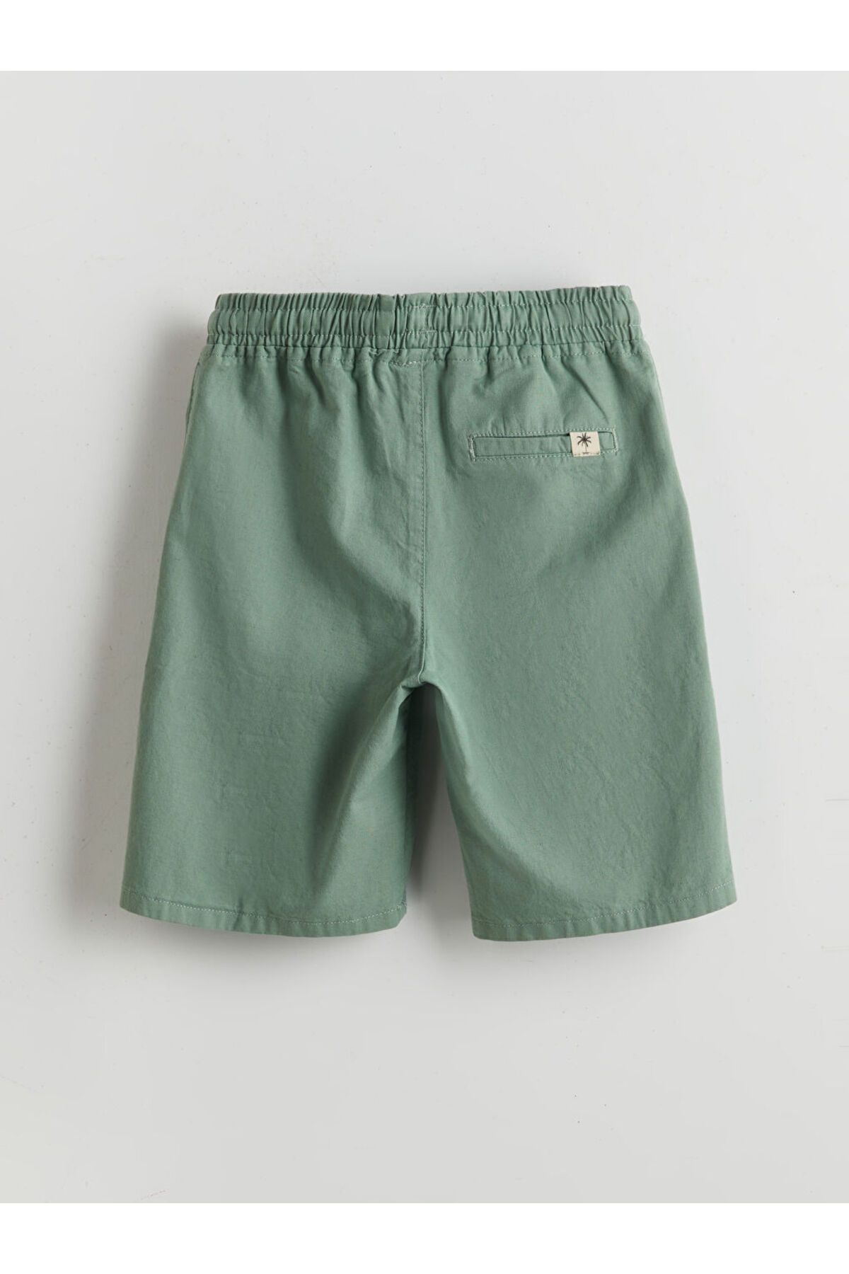 LC Waikiki-Lcw Kids Green Elastic Waist Linen Blended Boy Shorts 2