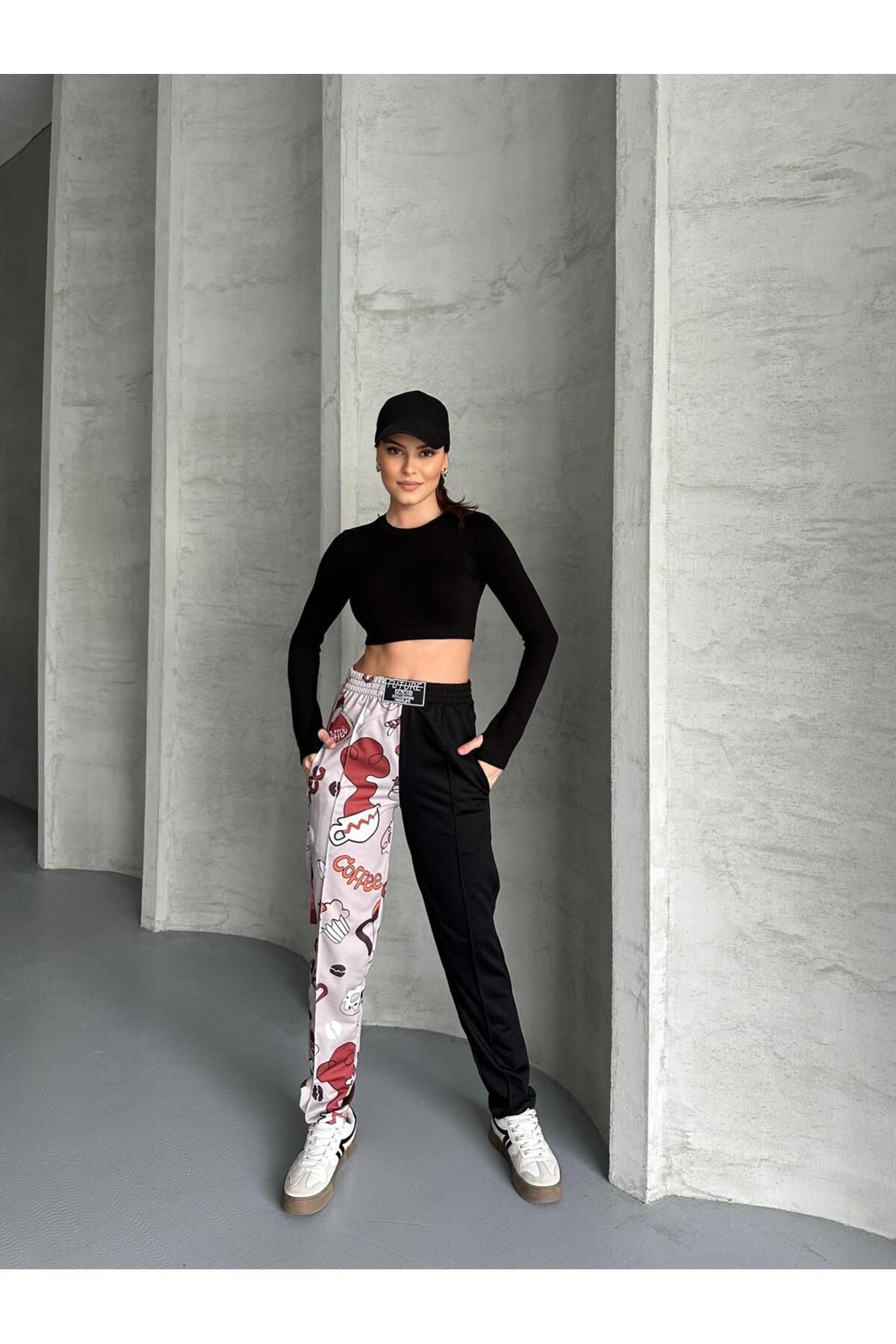 RPT MODA-Digital Printed Double Color Patterned Comfortable High Waist Jogger Bottom Tracksuit 4